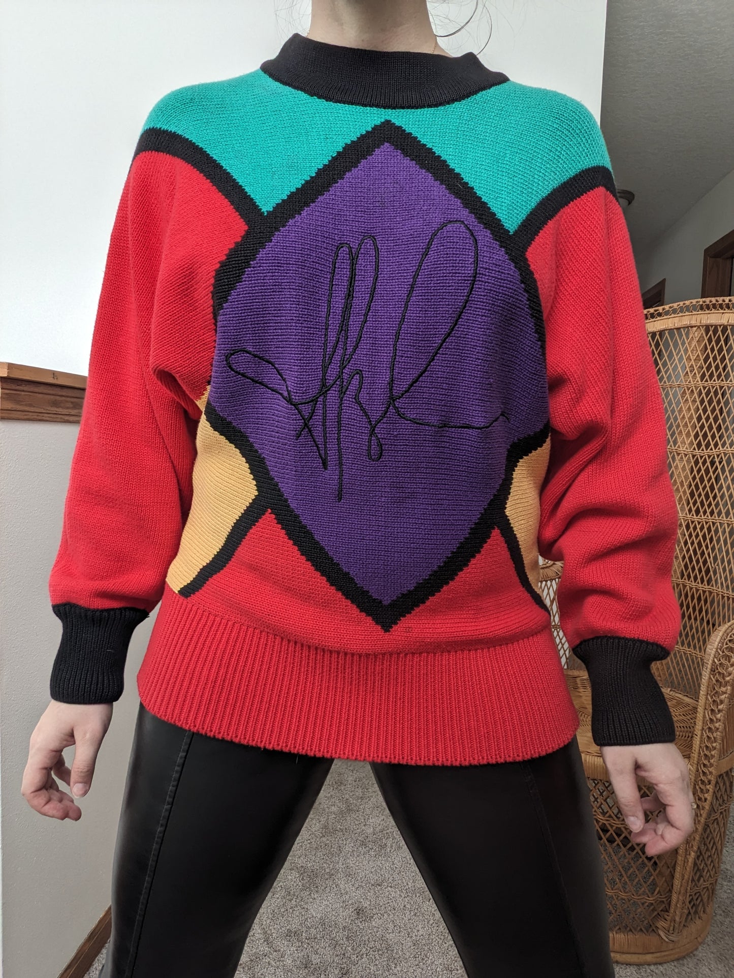 1980s Bloomingdale's color block sweater