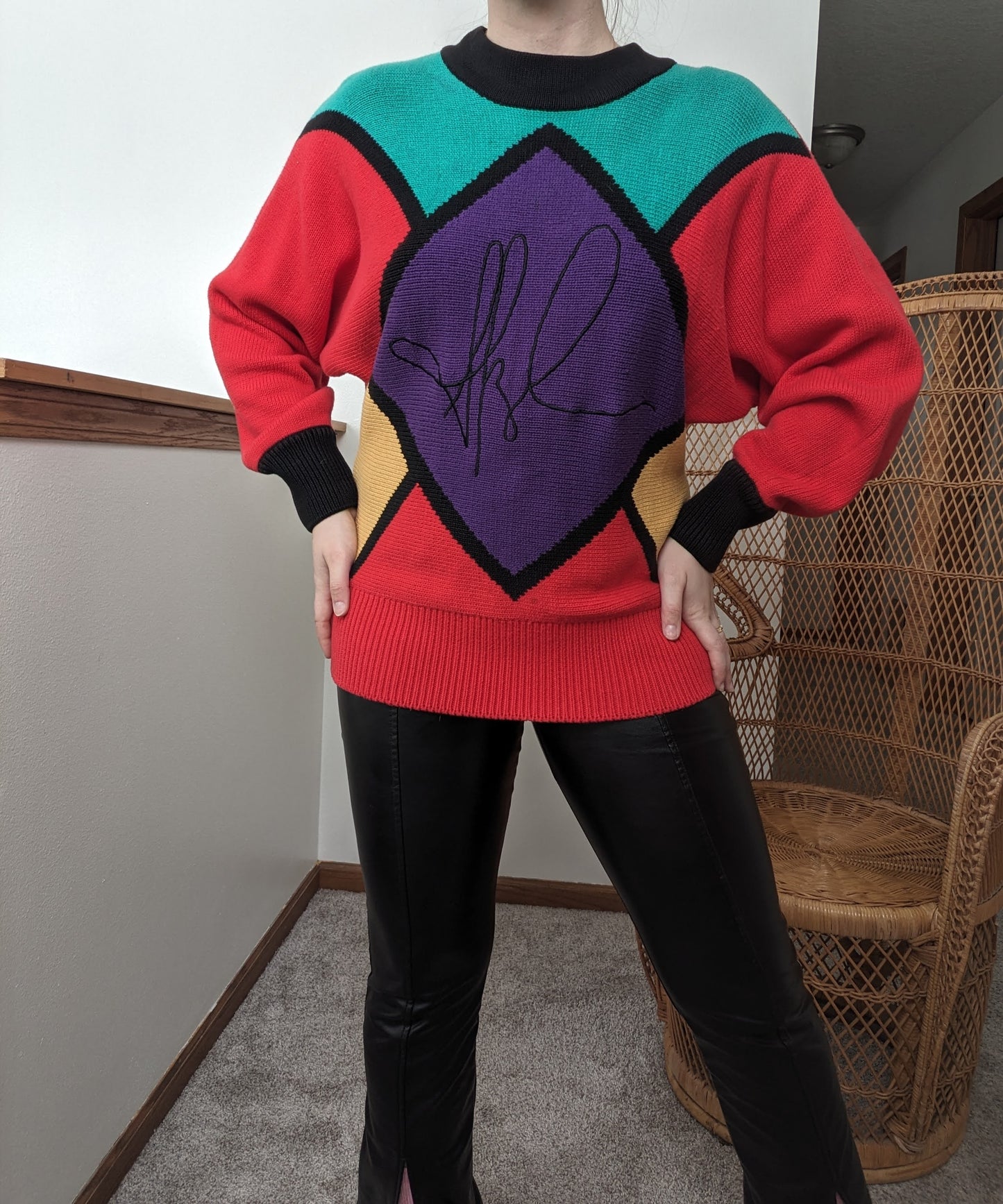 1980s Bloomingdale's color block sweater