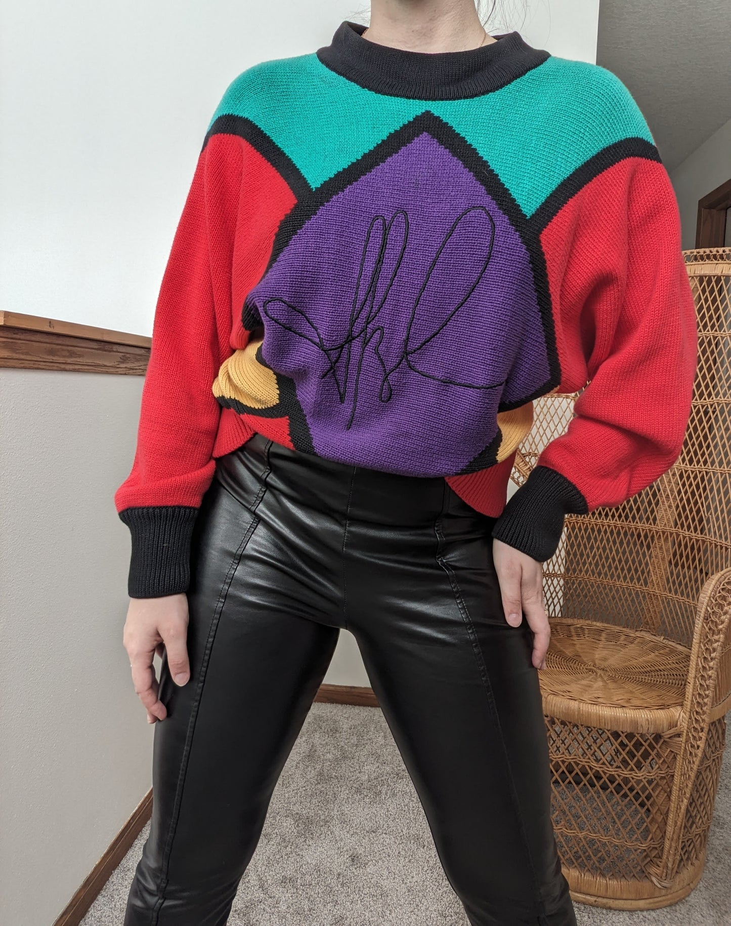 1980s Bloomingdale's color block sweater