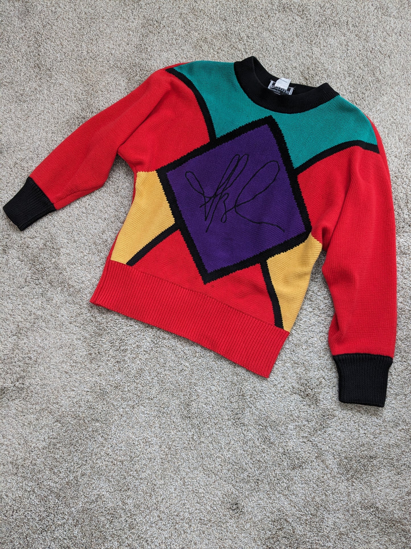 1980s Bloomingdale's color block sweater