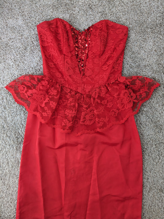 1980s sequin lace cocktail dress