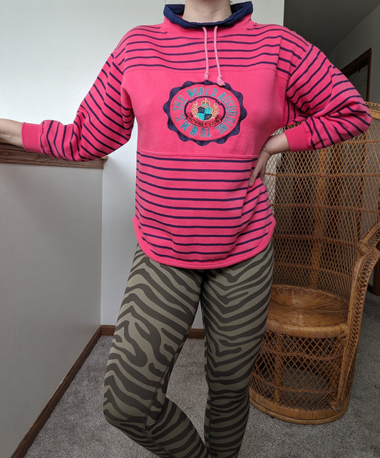 1990s pink striped sweatshirt