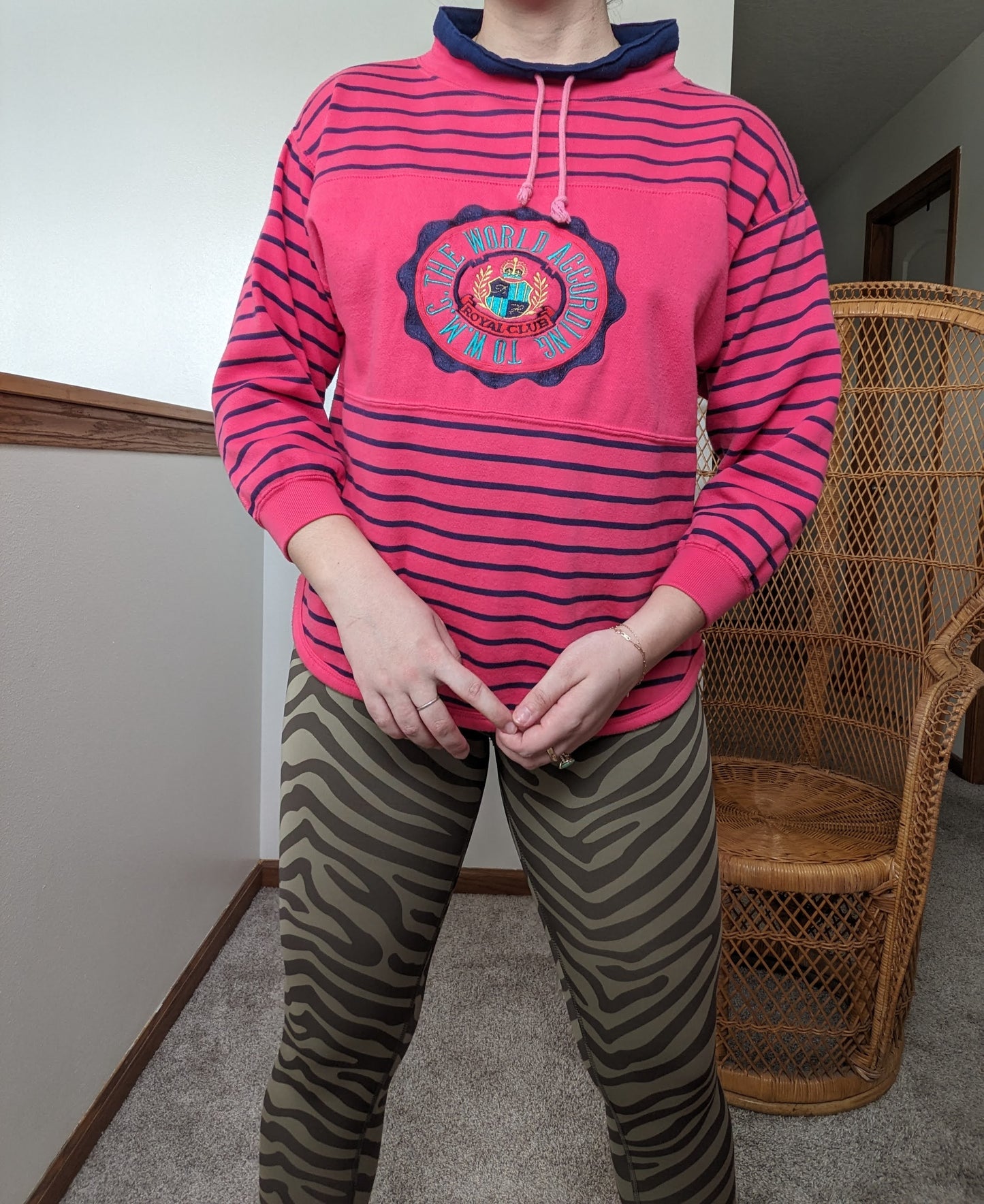 1990s pink striped sweatshirt