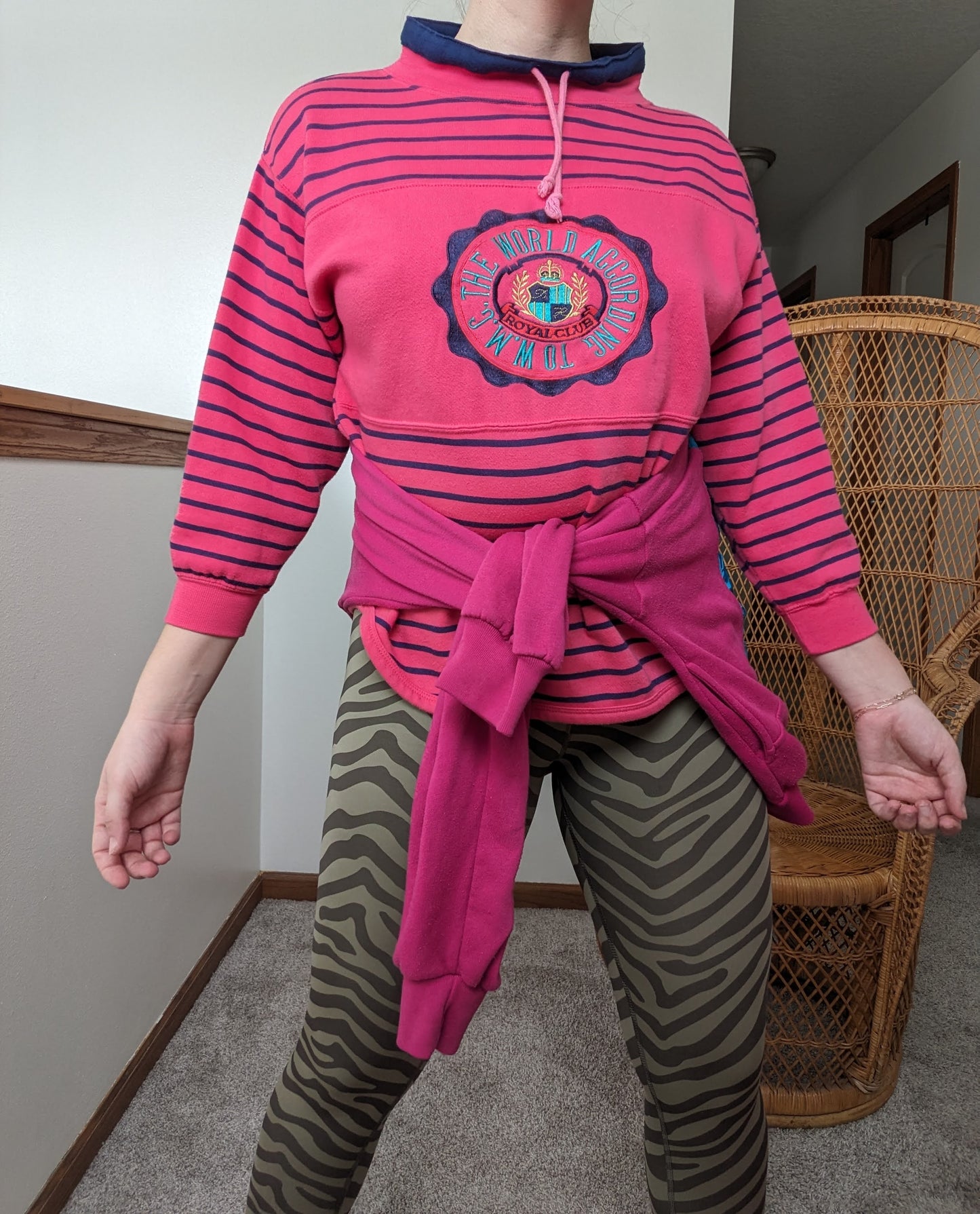 1990s pink striped sweatshirt