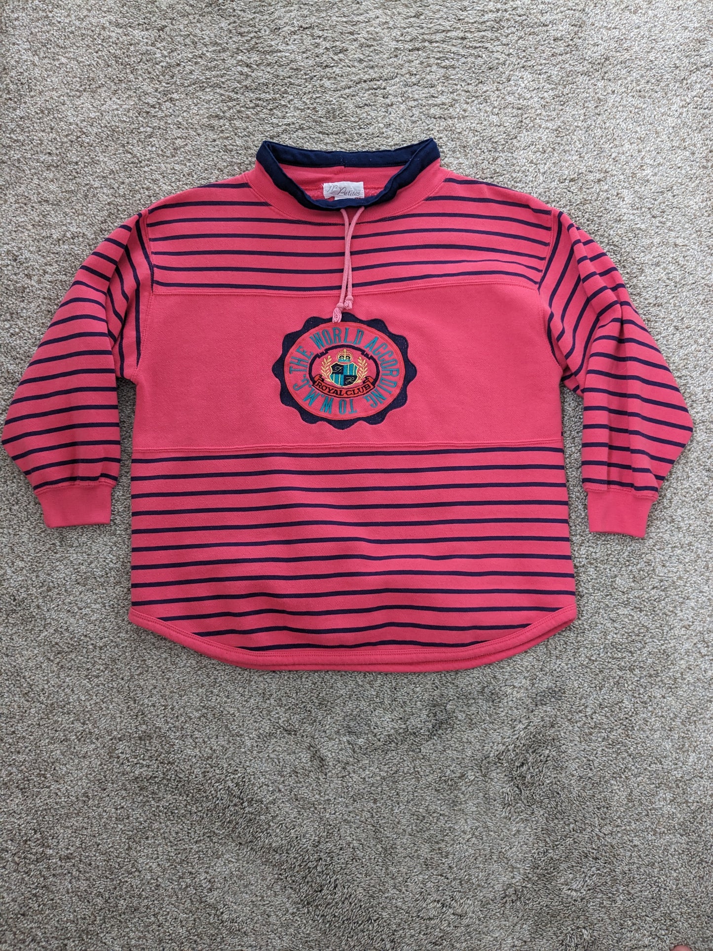 1990s pink striped sweatshirt