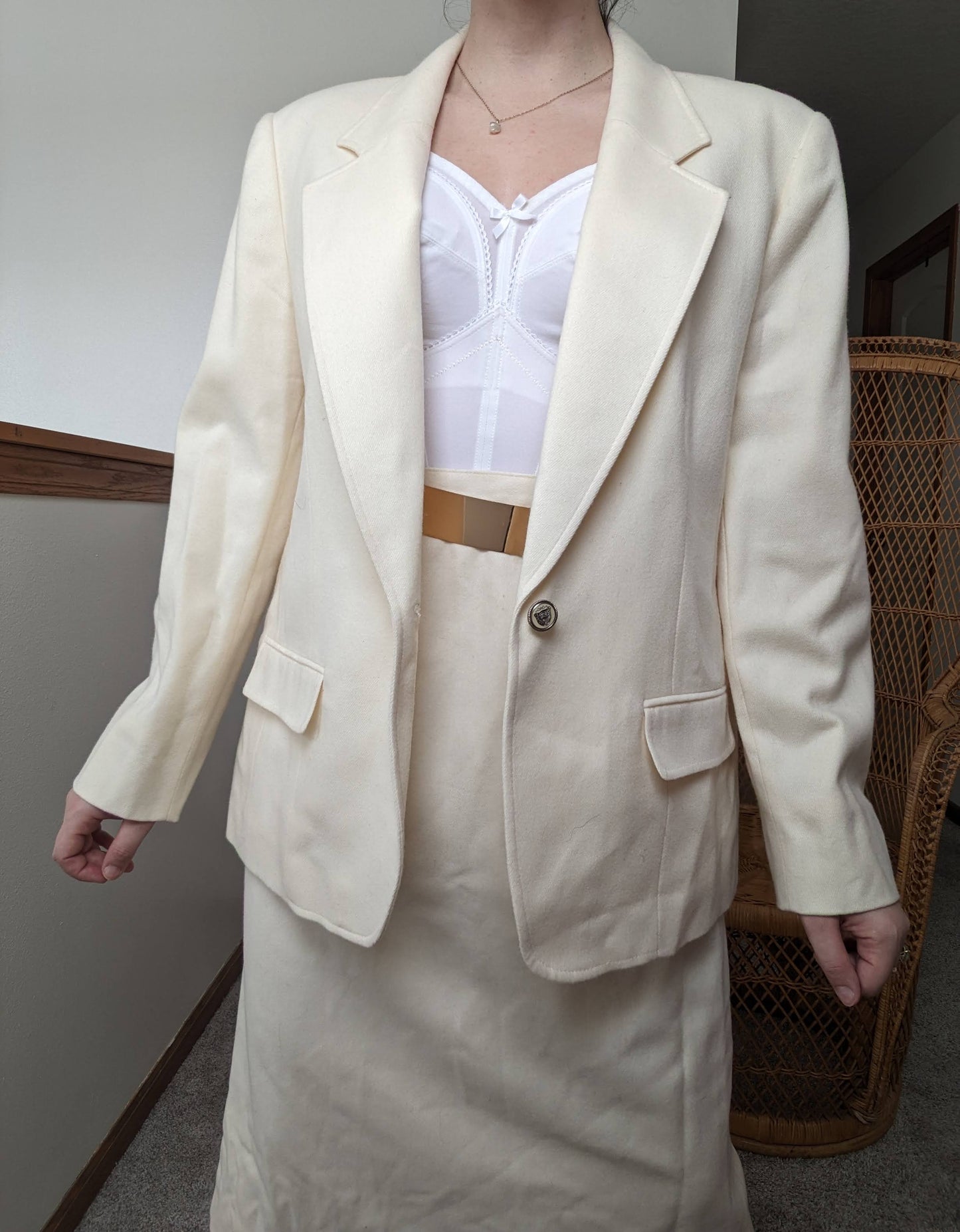 1970s Pendleton cream wool suit