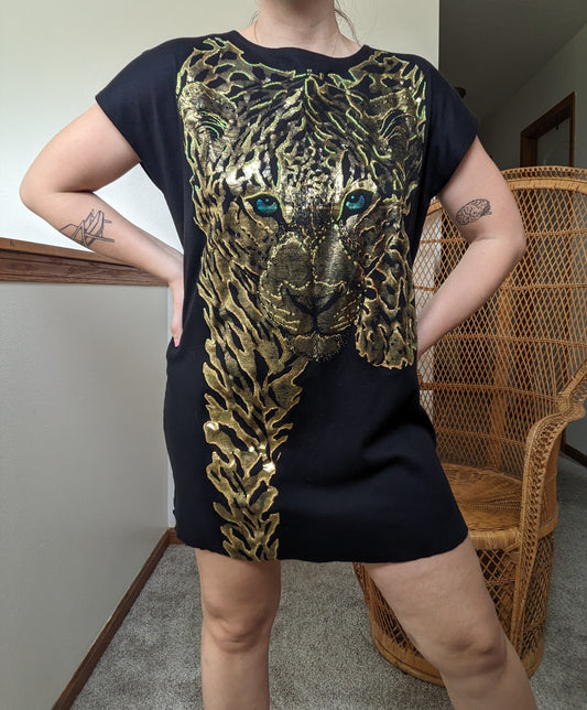 1980s gold leopard tunic