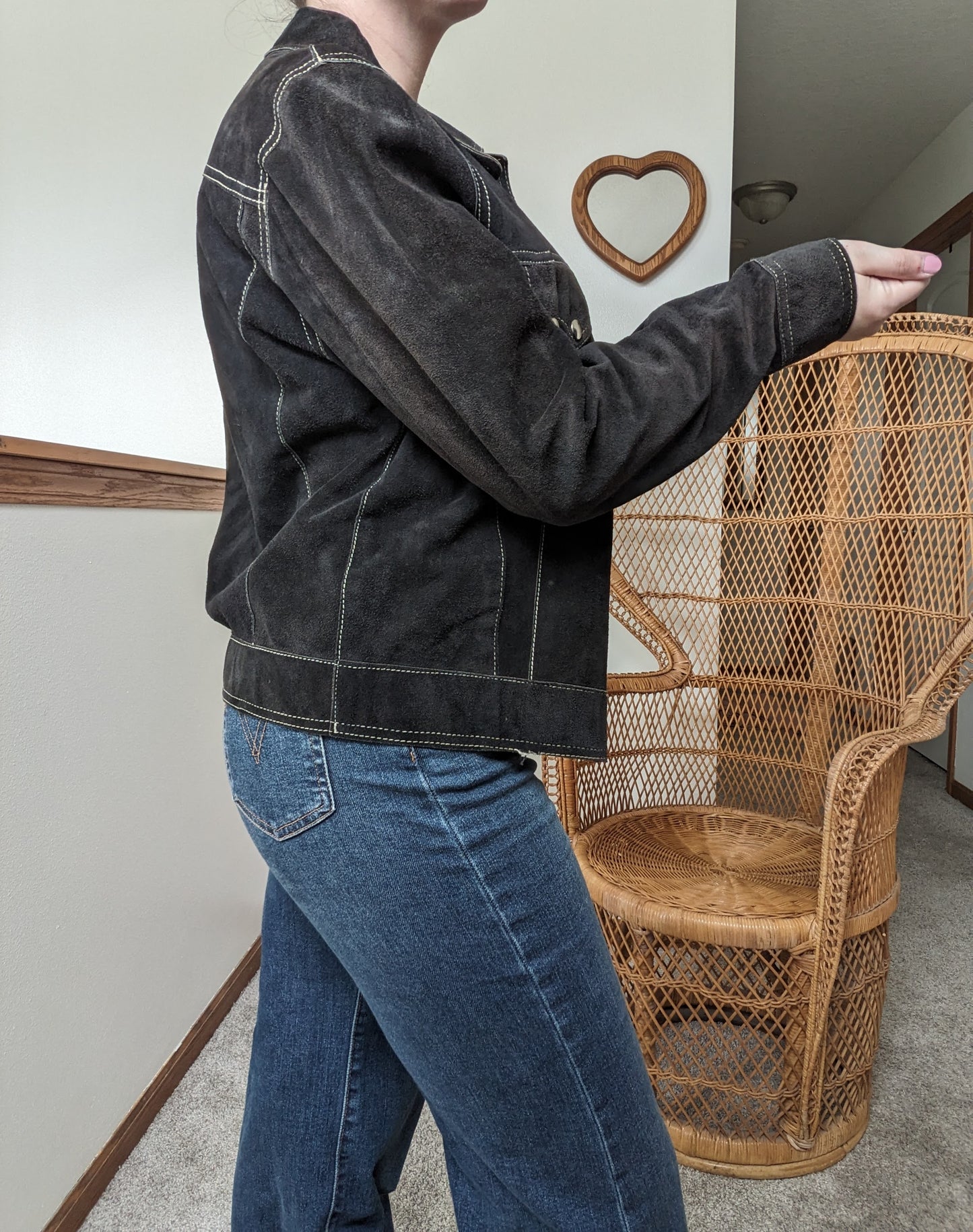 1970s black suede leather jacket