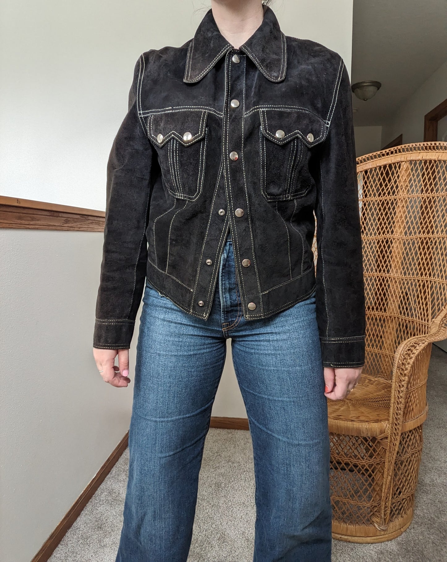 1970s black suede leather jacket