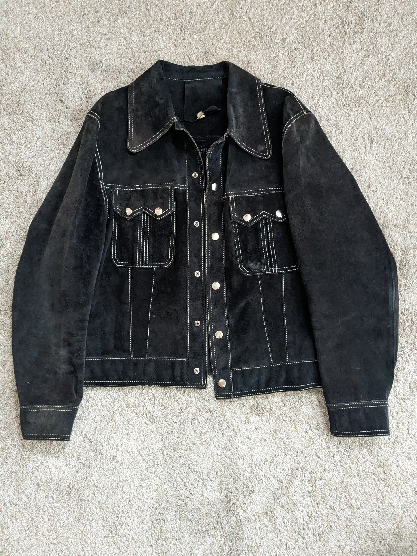 1970s black suede leather jacket