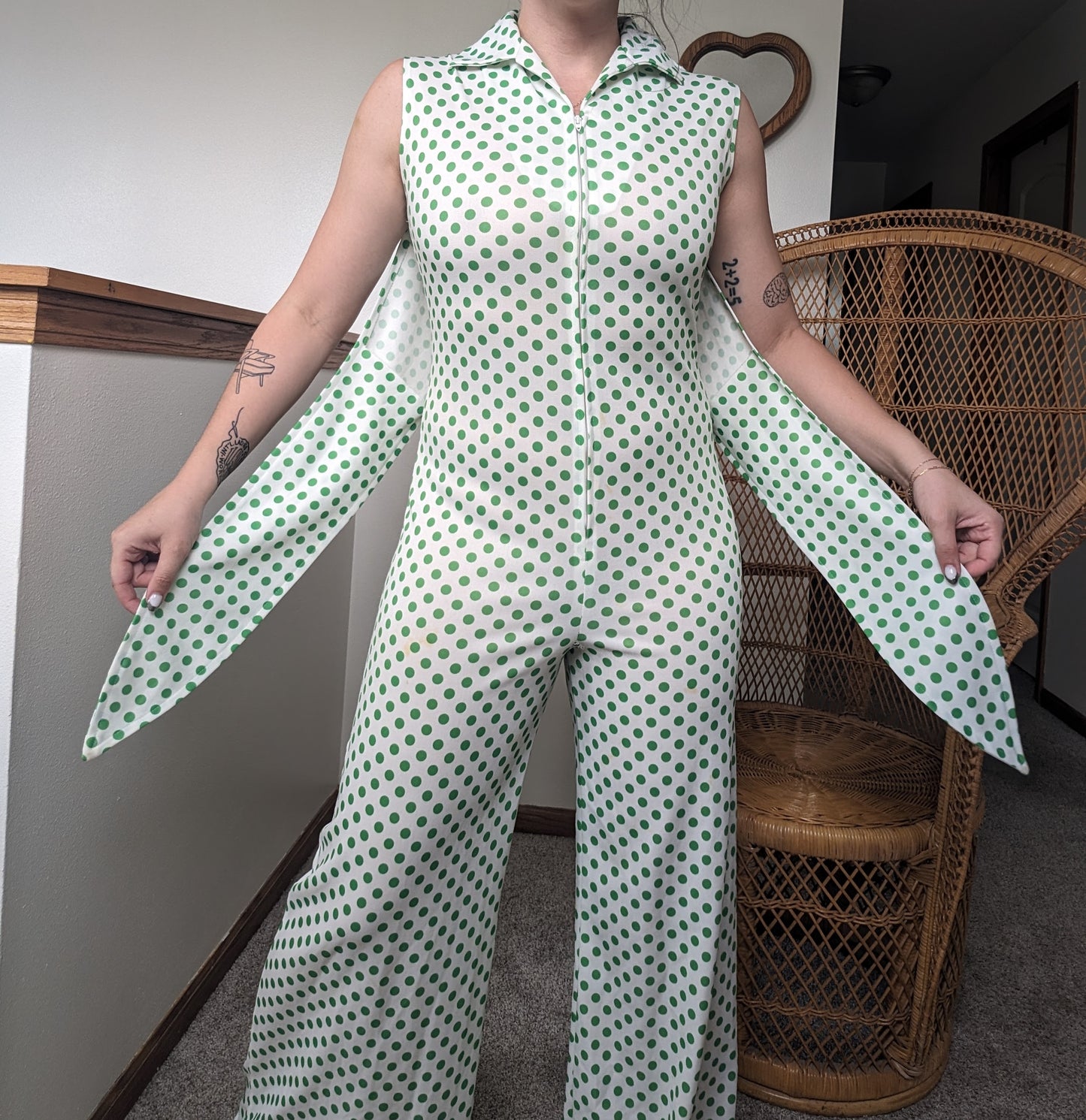 1970s polka dot jumpsuit