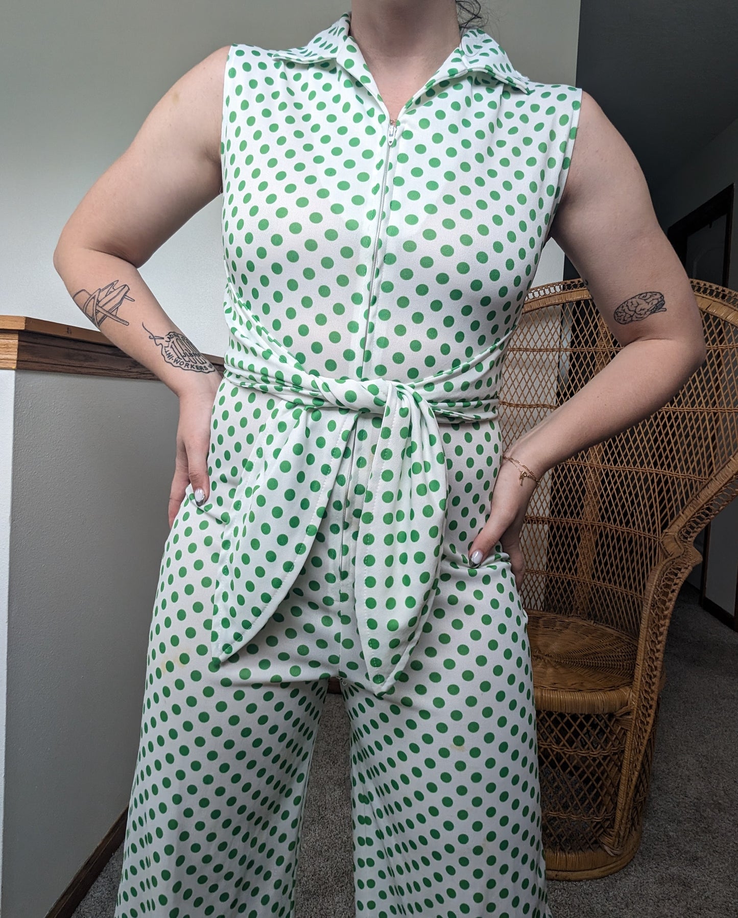 1970s polka dot jumpsuit