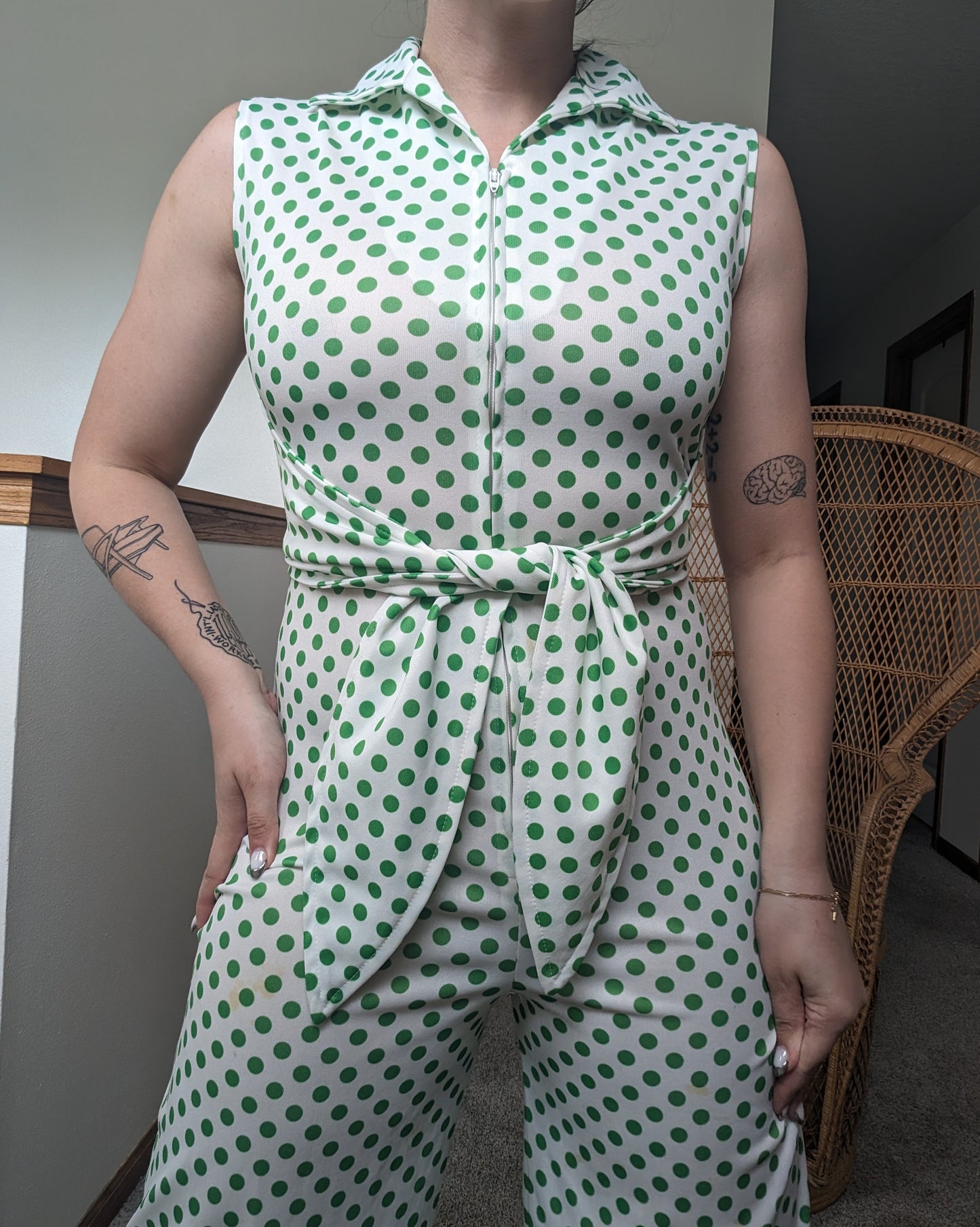 1970s polka dot jumpsuit