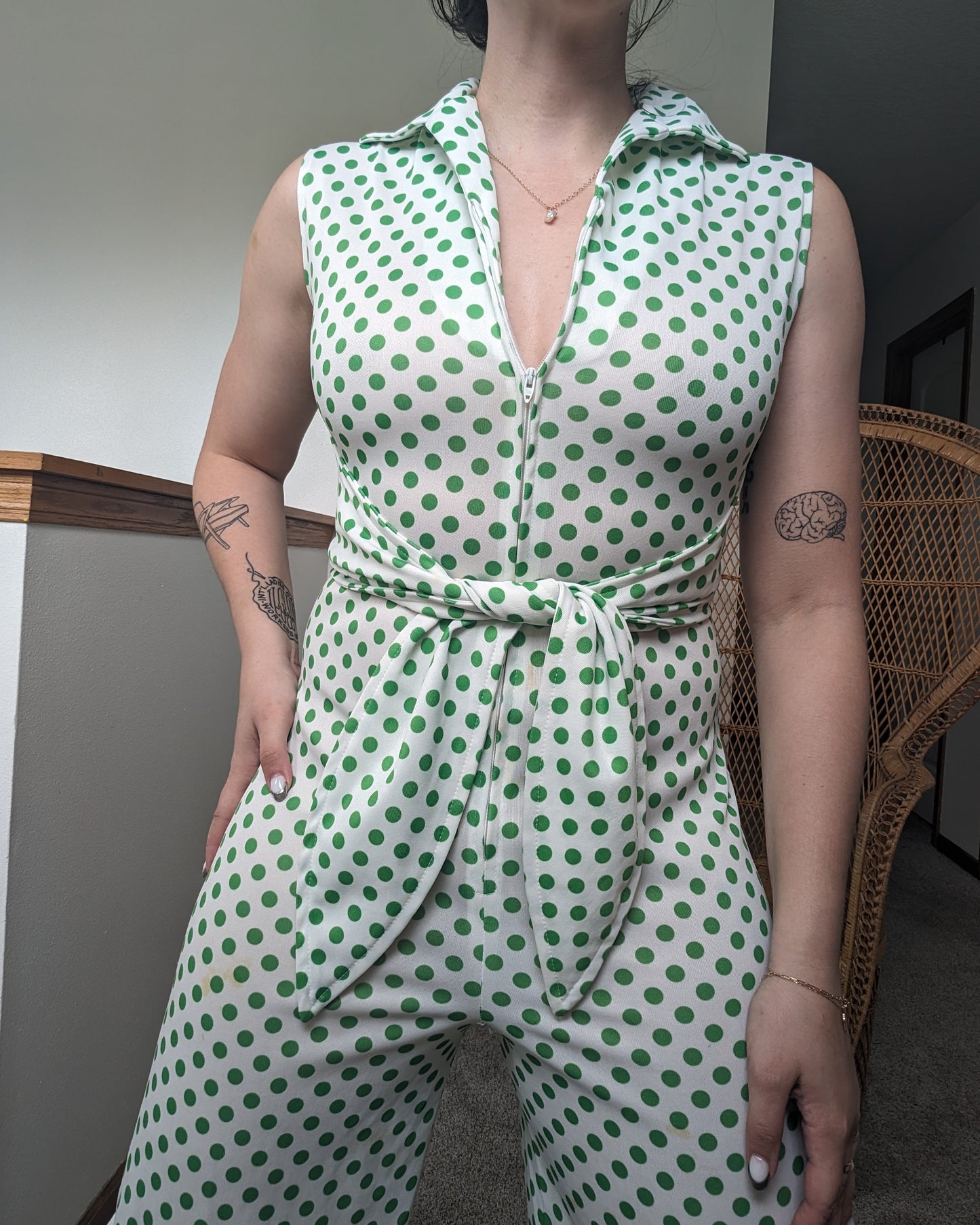 1970s polka dot jumpsuit