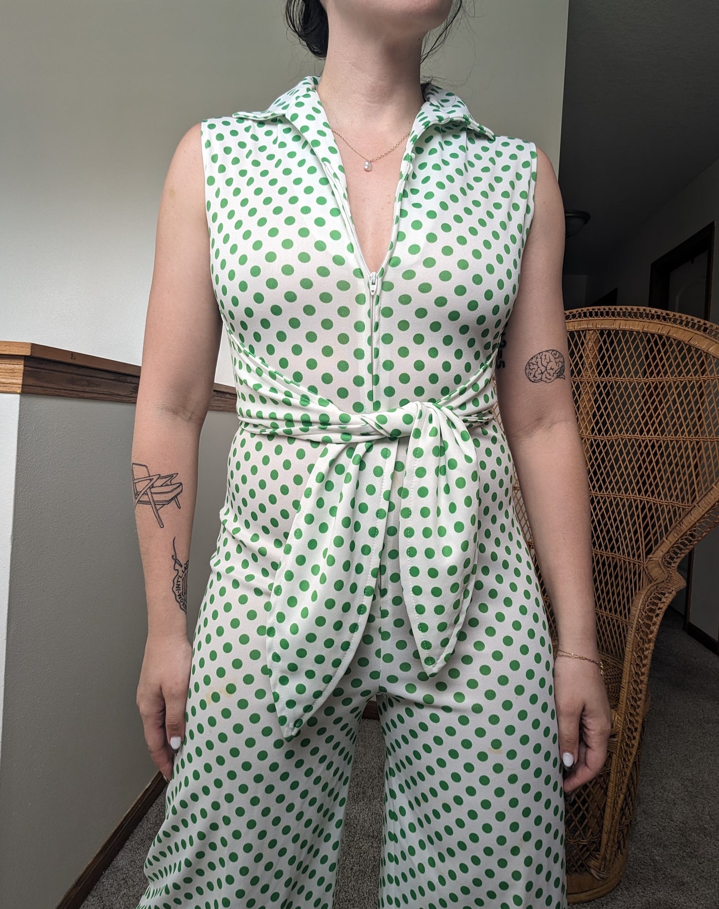 1970s polka dot jumpsuit