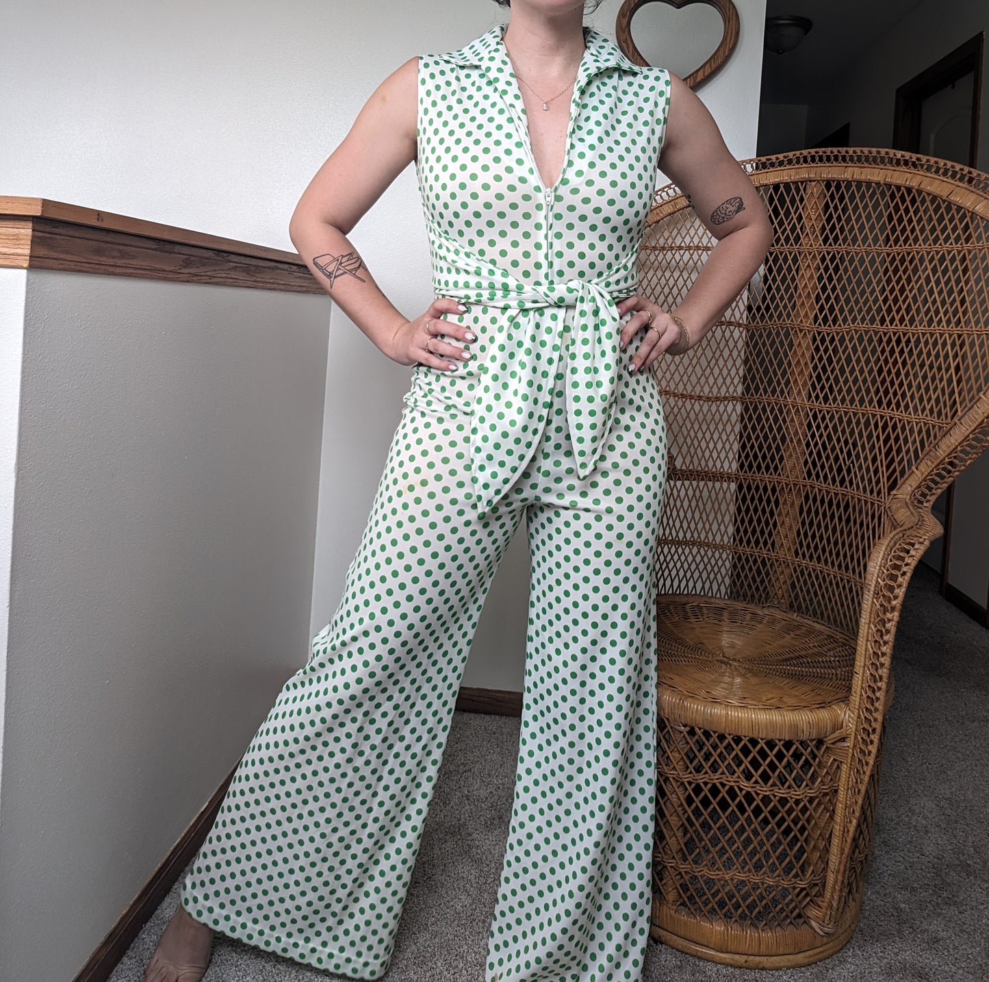 1970s polka dot jumpsuit