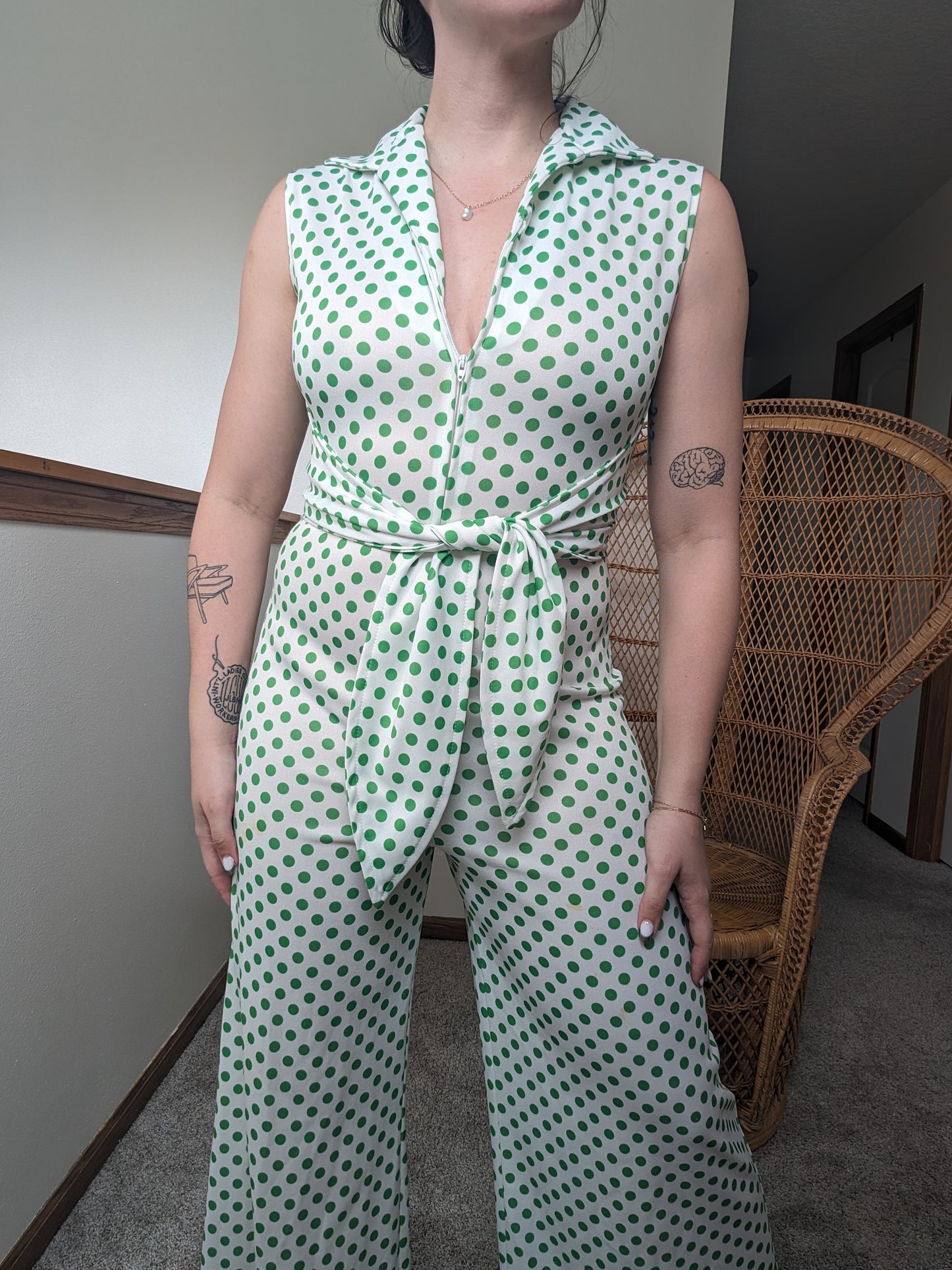 1970s polka dot jumpsuit