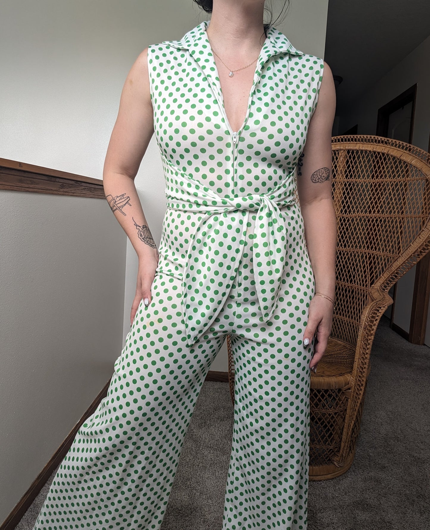 1970s polka dot jumpsuit