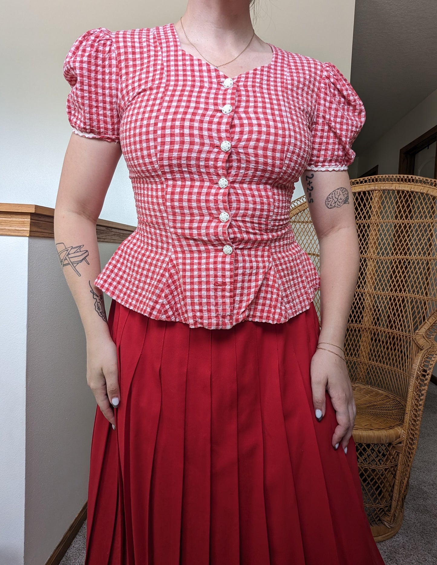 1970s gingham peplum top