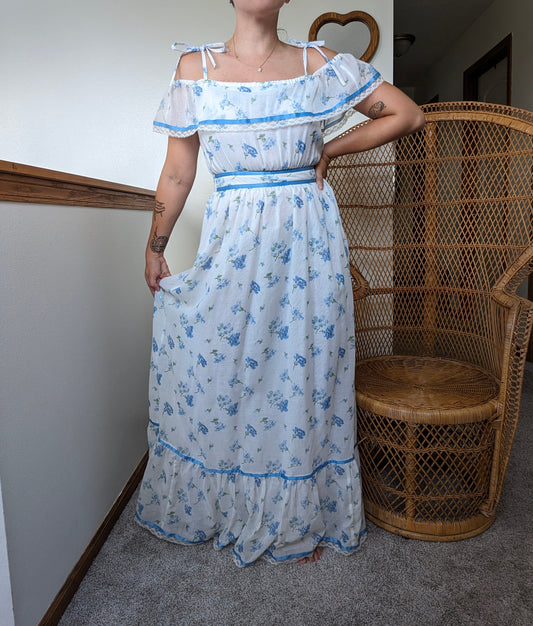 1970s Gunne Sax style maxi dress