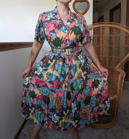 1980s does 40s tropical dress