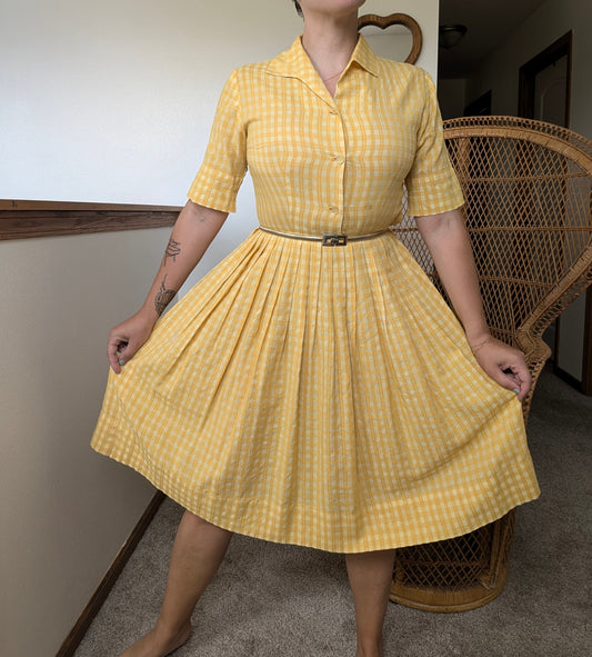 1950s gingham shirt dress