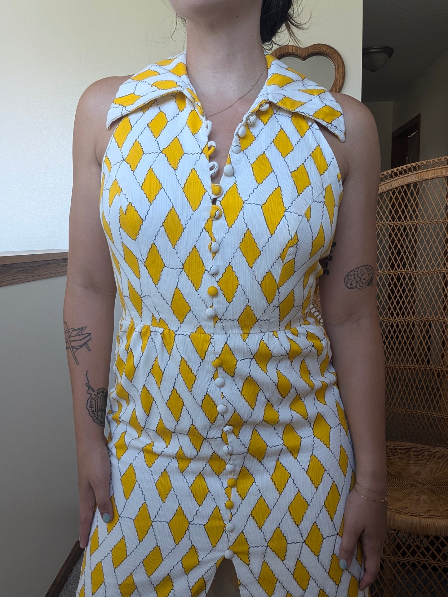 1970s lattice halter dress