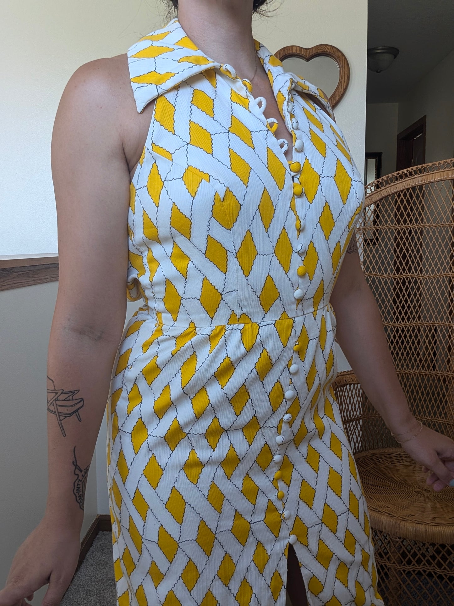 1970s lattice halter dress