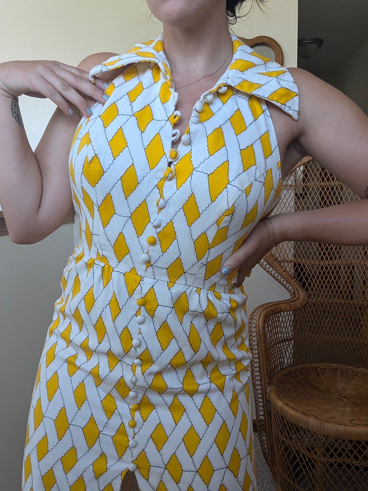 1970s lattice halter dress