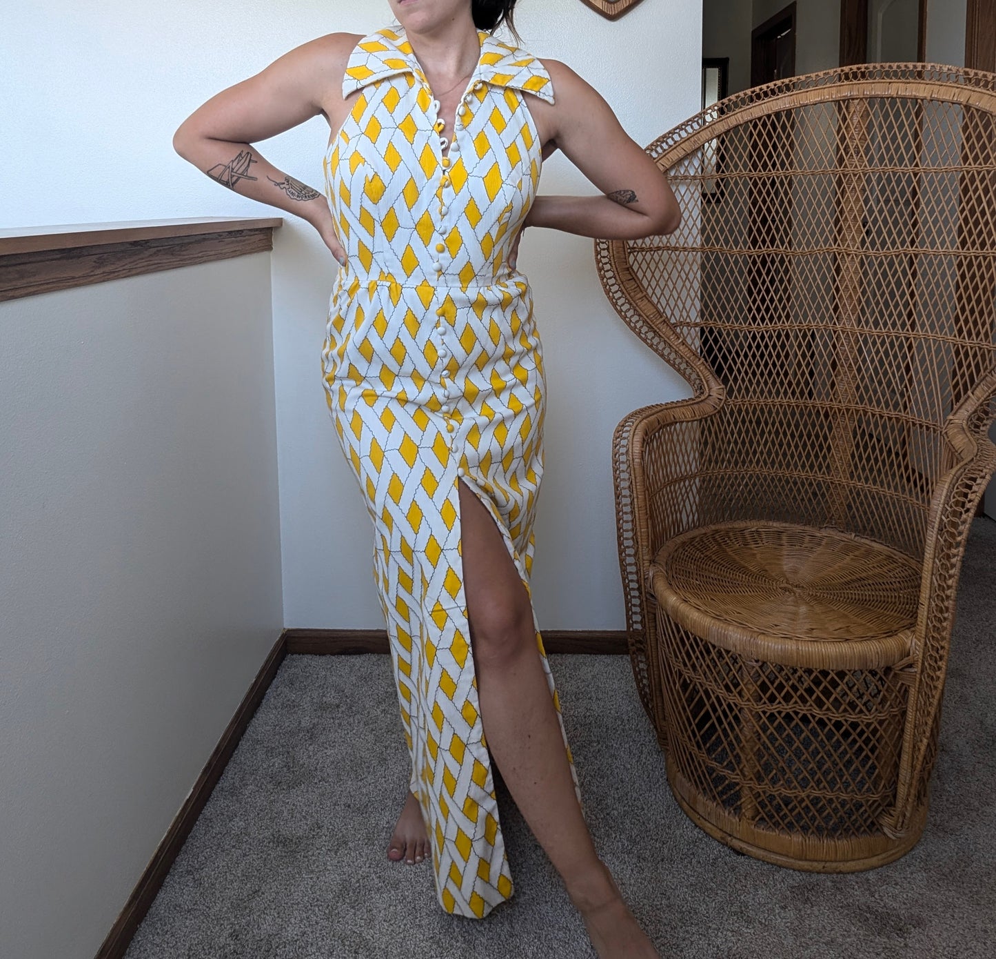 1970s lattice halter dress