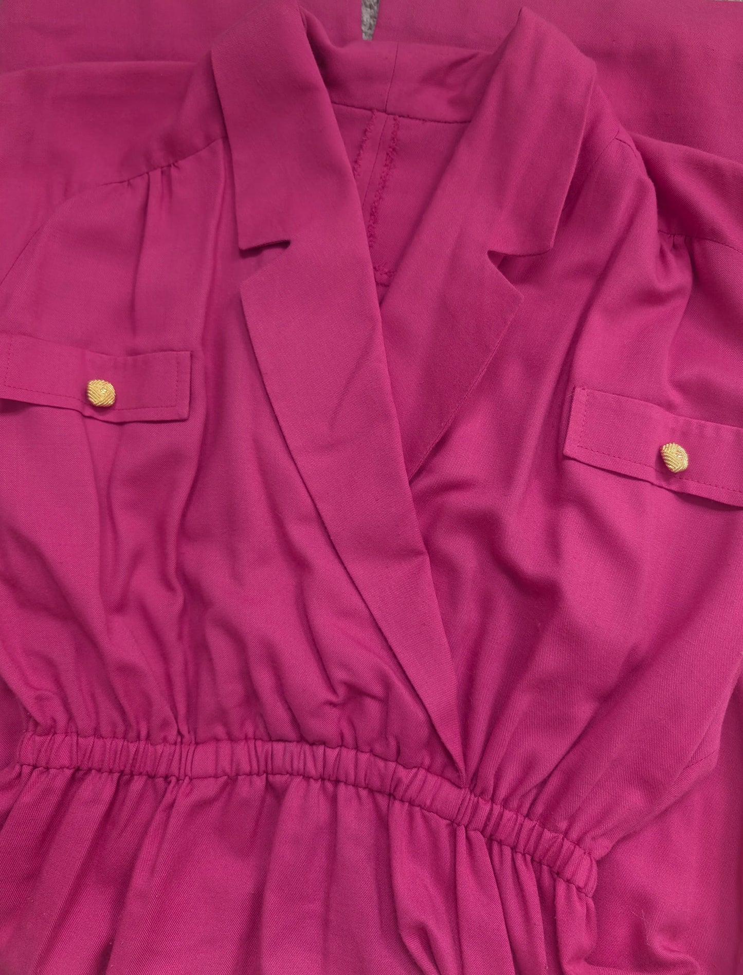 1980s hot pink secretary dress