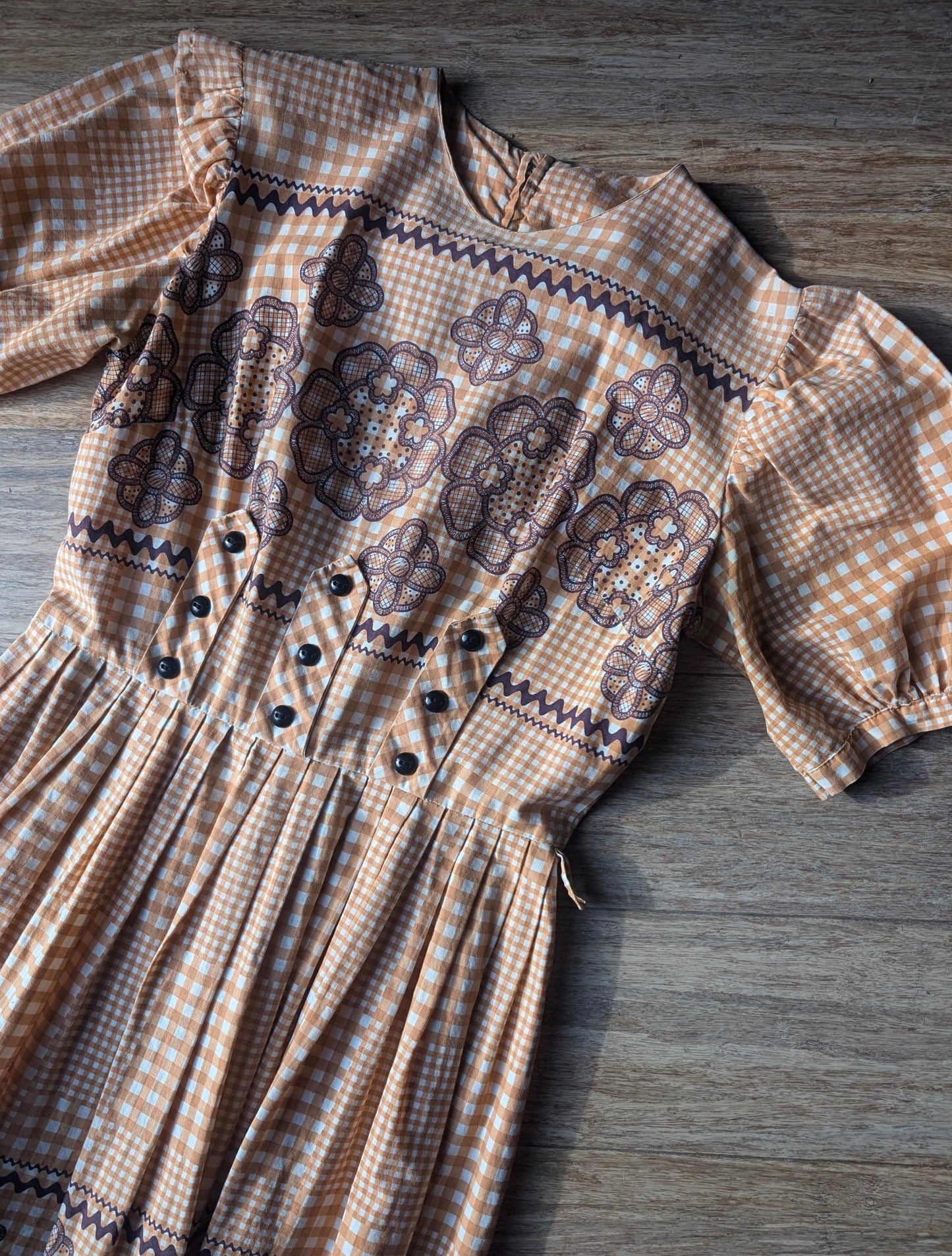 1950s orange gingham dress