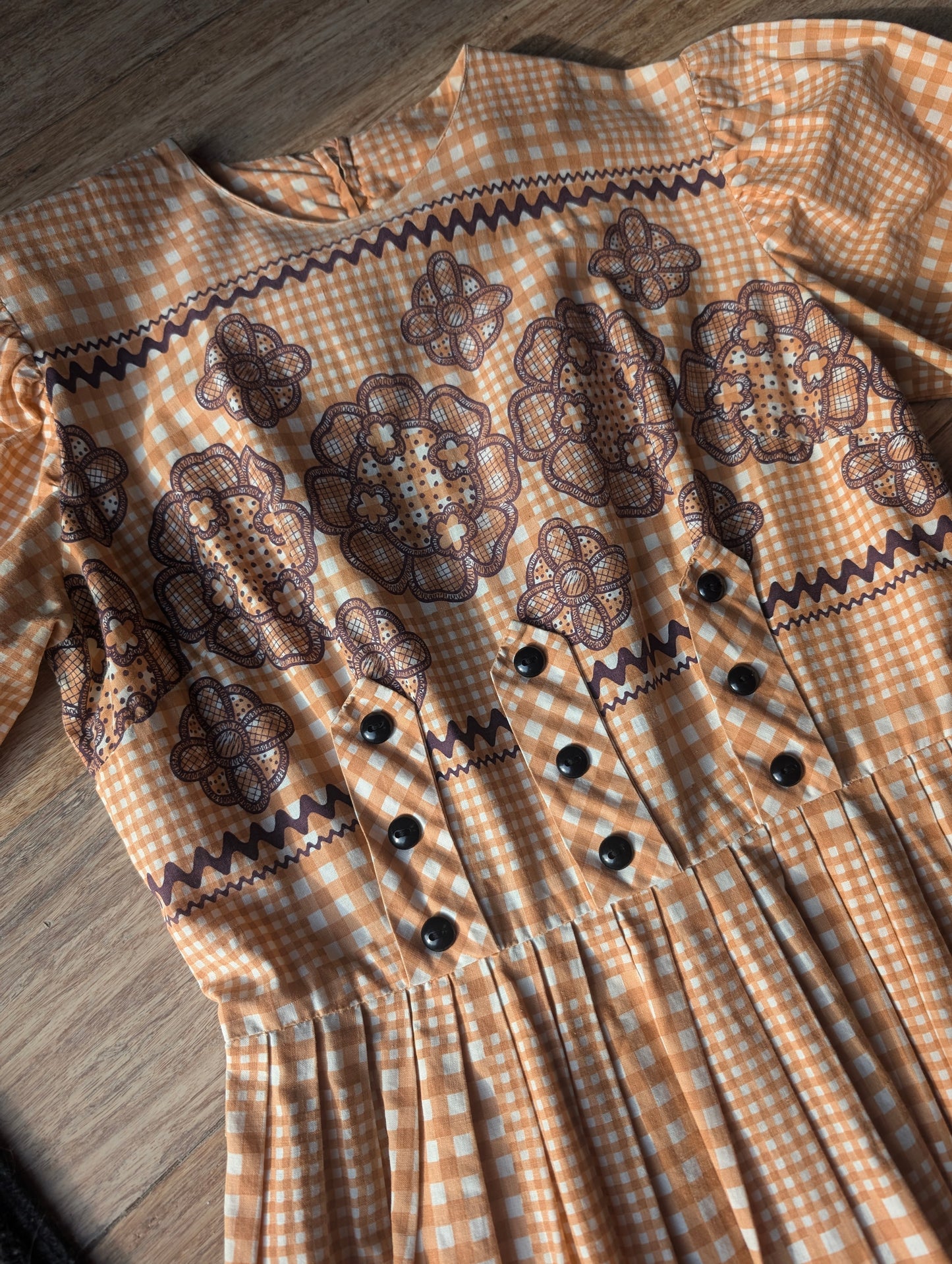 1950s orange gingham dress