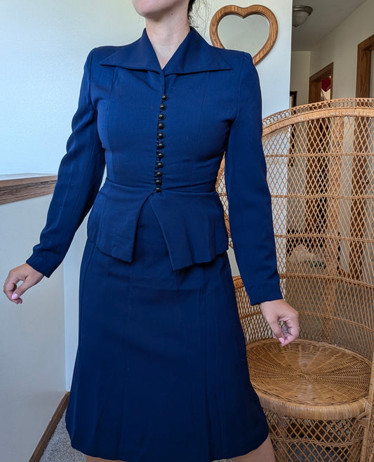 1940s navy skirt suit