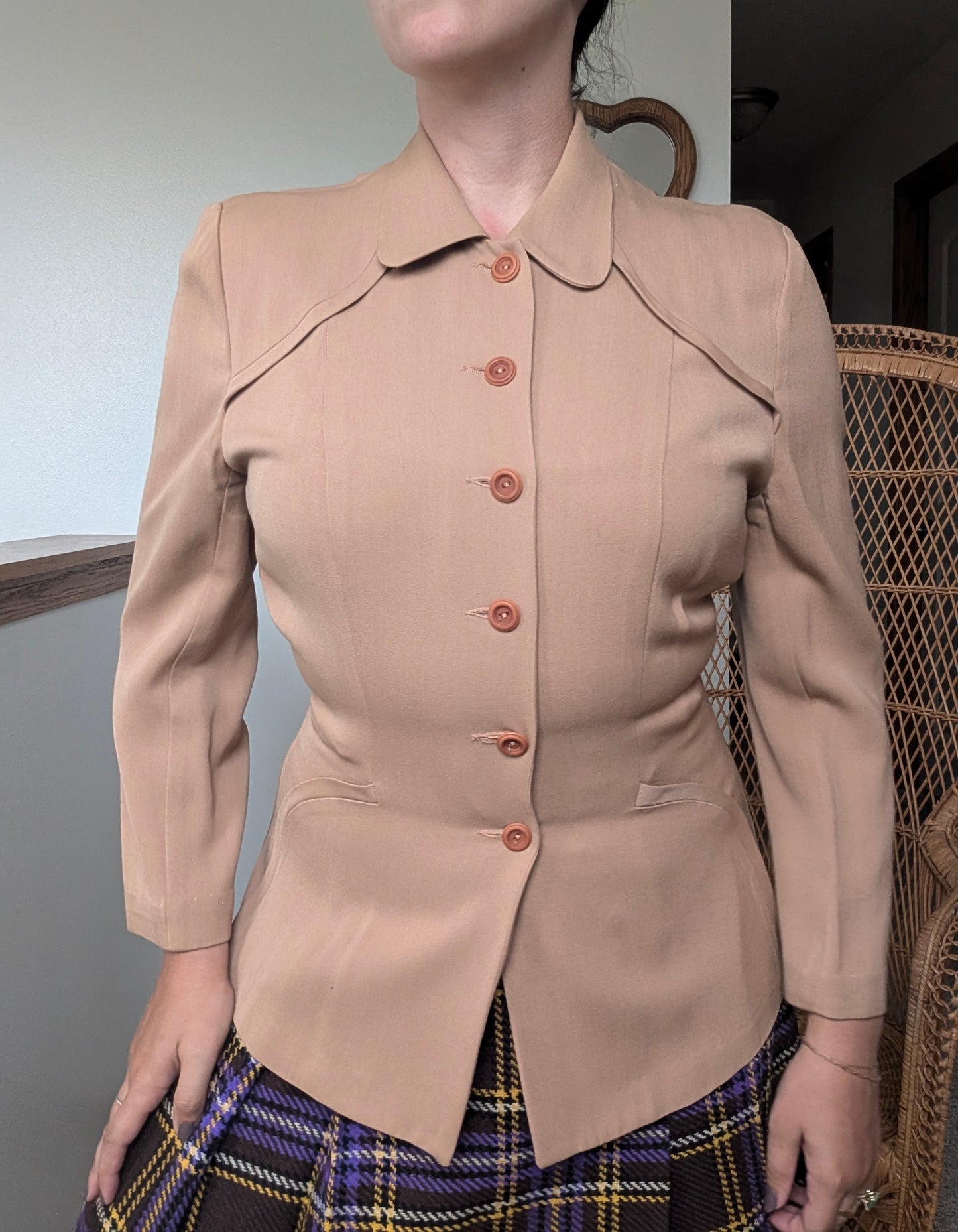 1940s tailored camel blazer