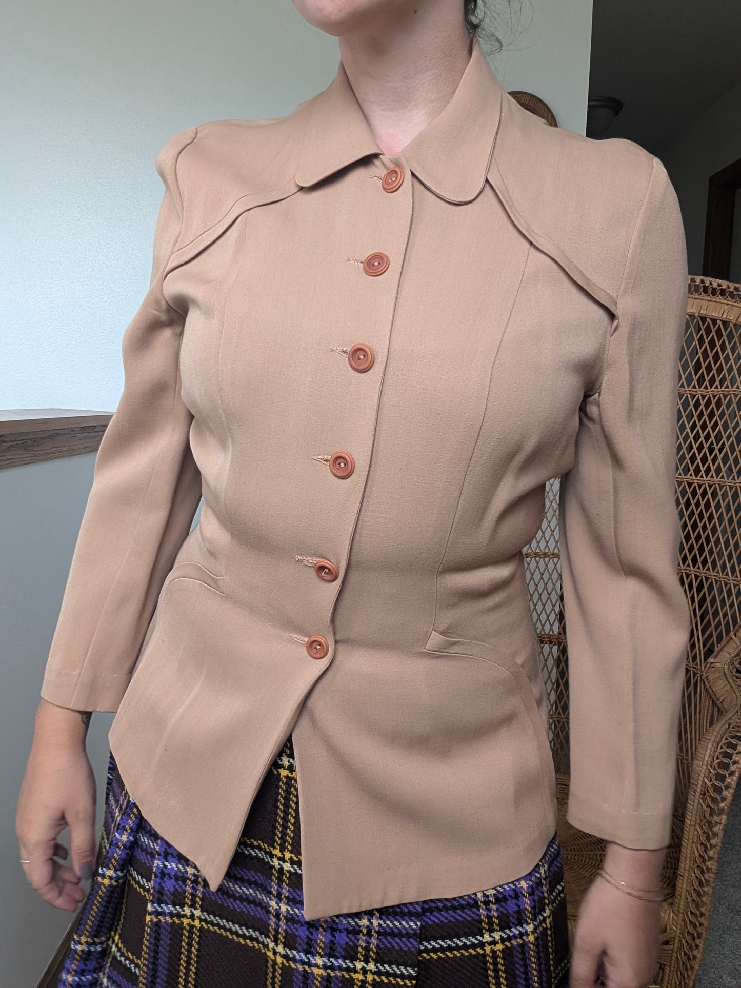 1940s tailored camel blazer