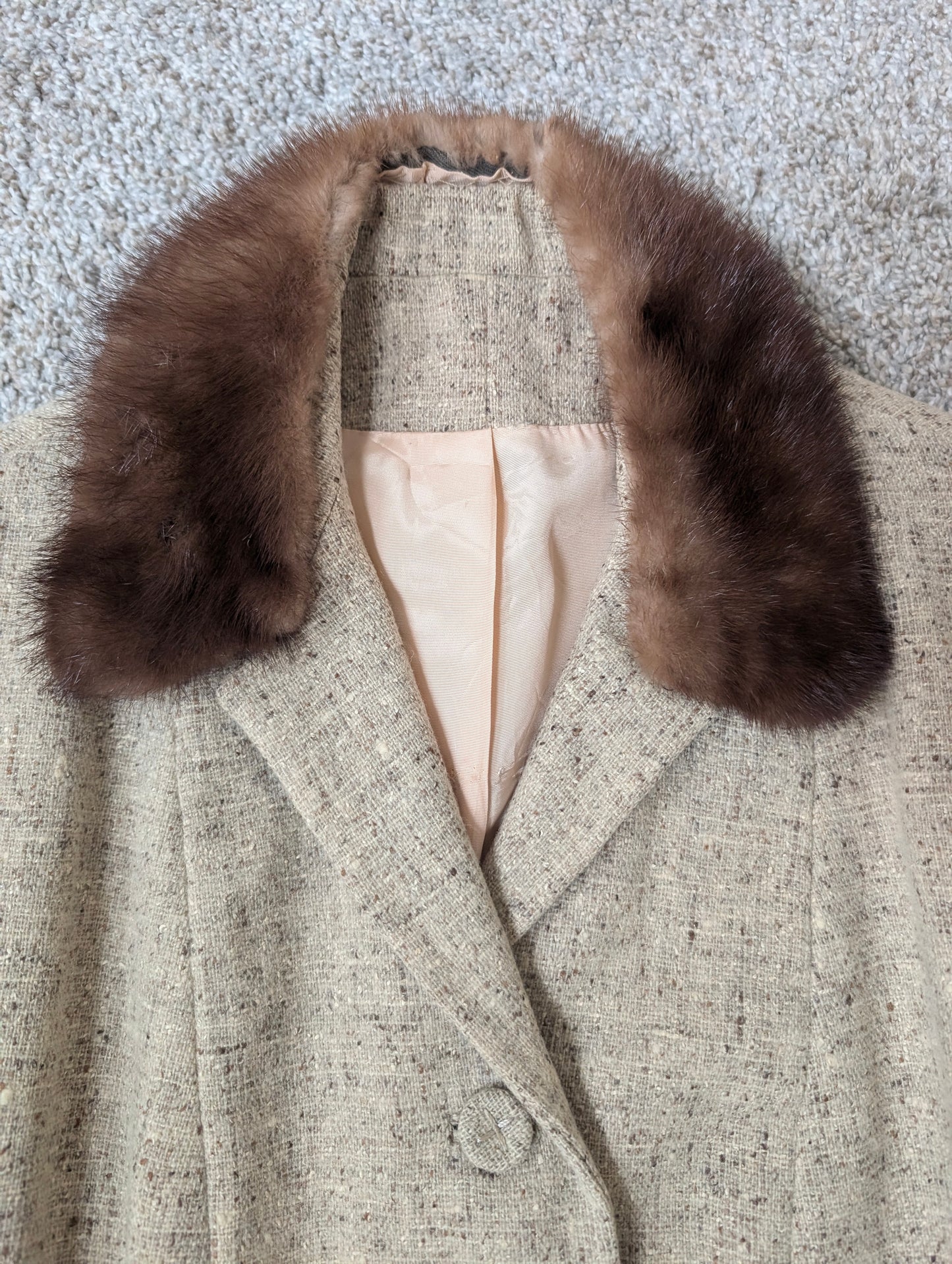 1950s wool blazer with fur collar