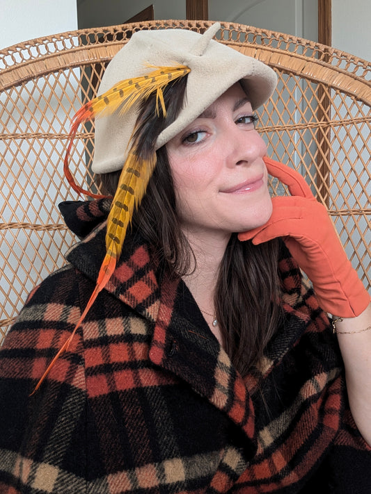 1940s teardrop feather hat