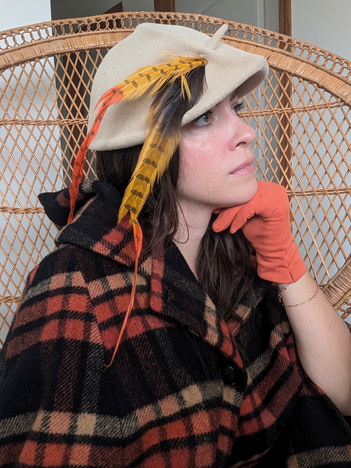 1940s teardrop feather hat