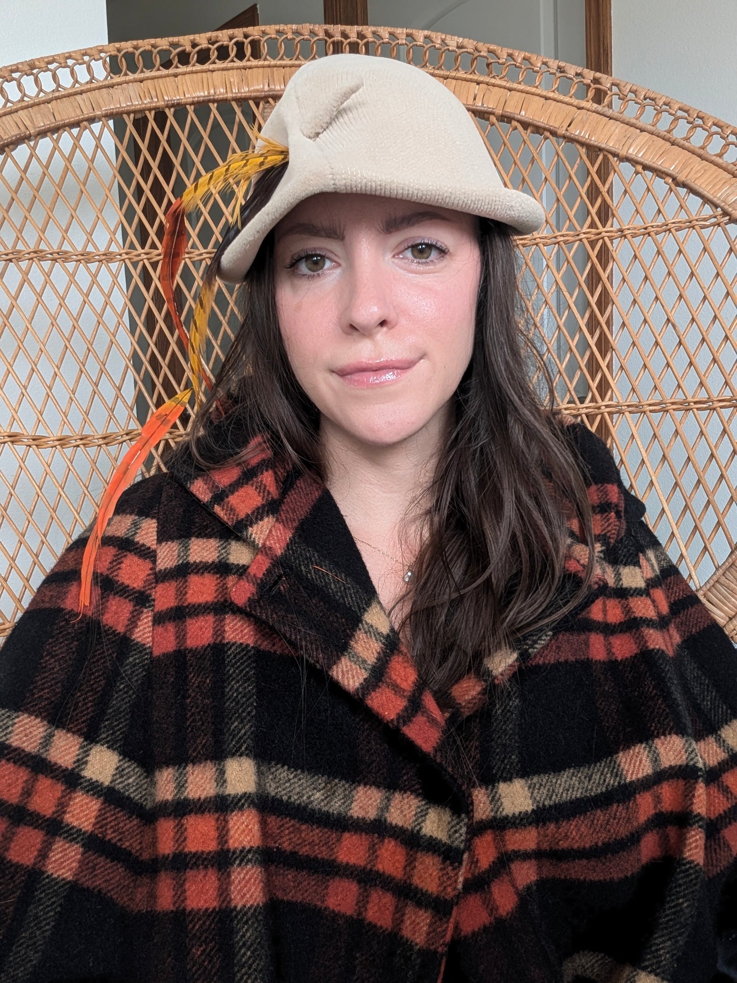 1940s teardrop feather hat