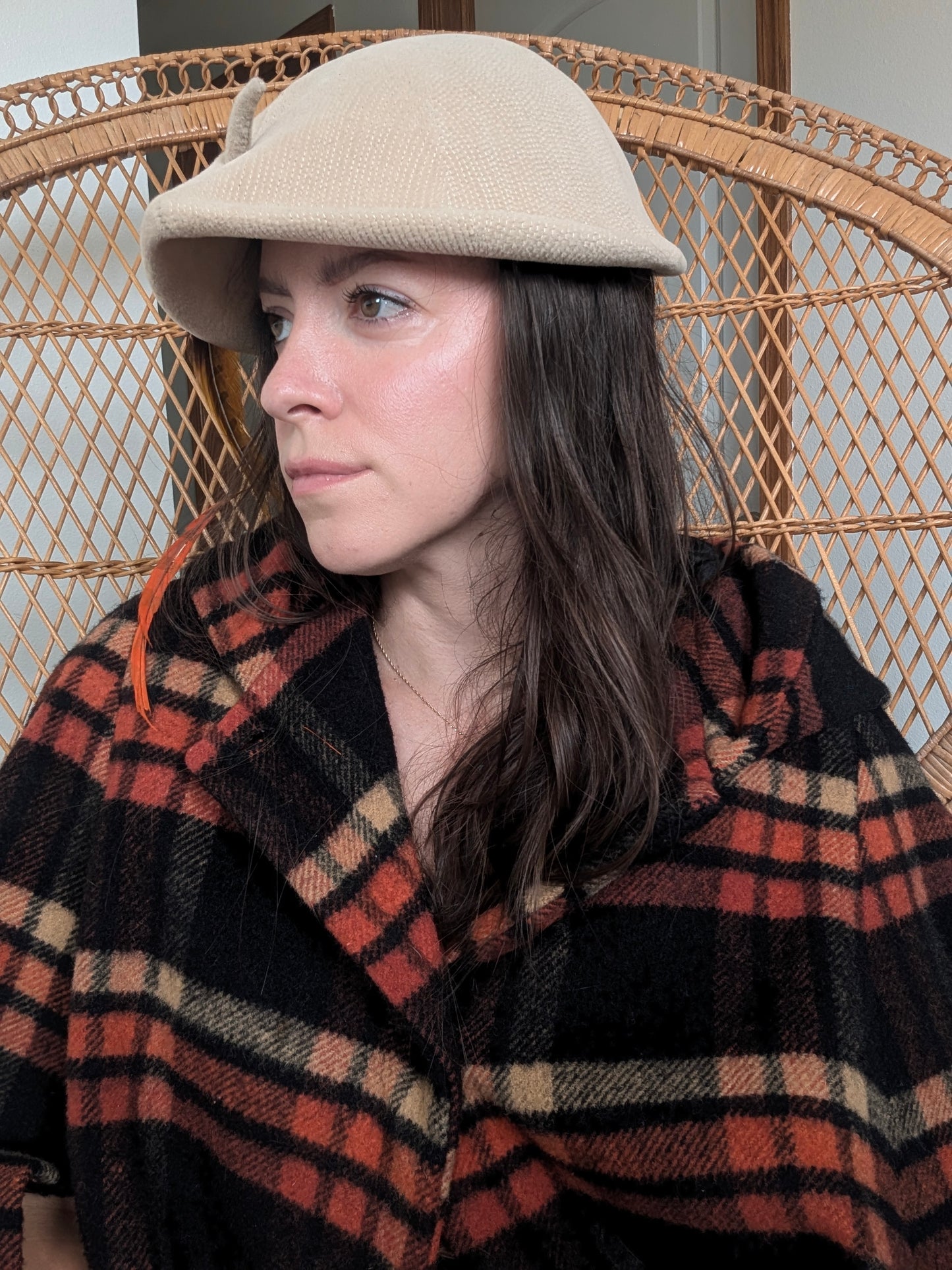 1940s teardrop feather hat