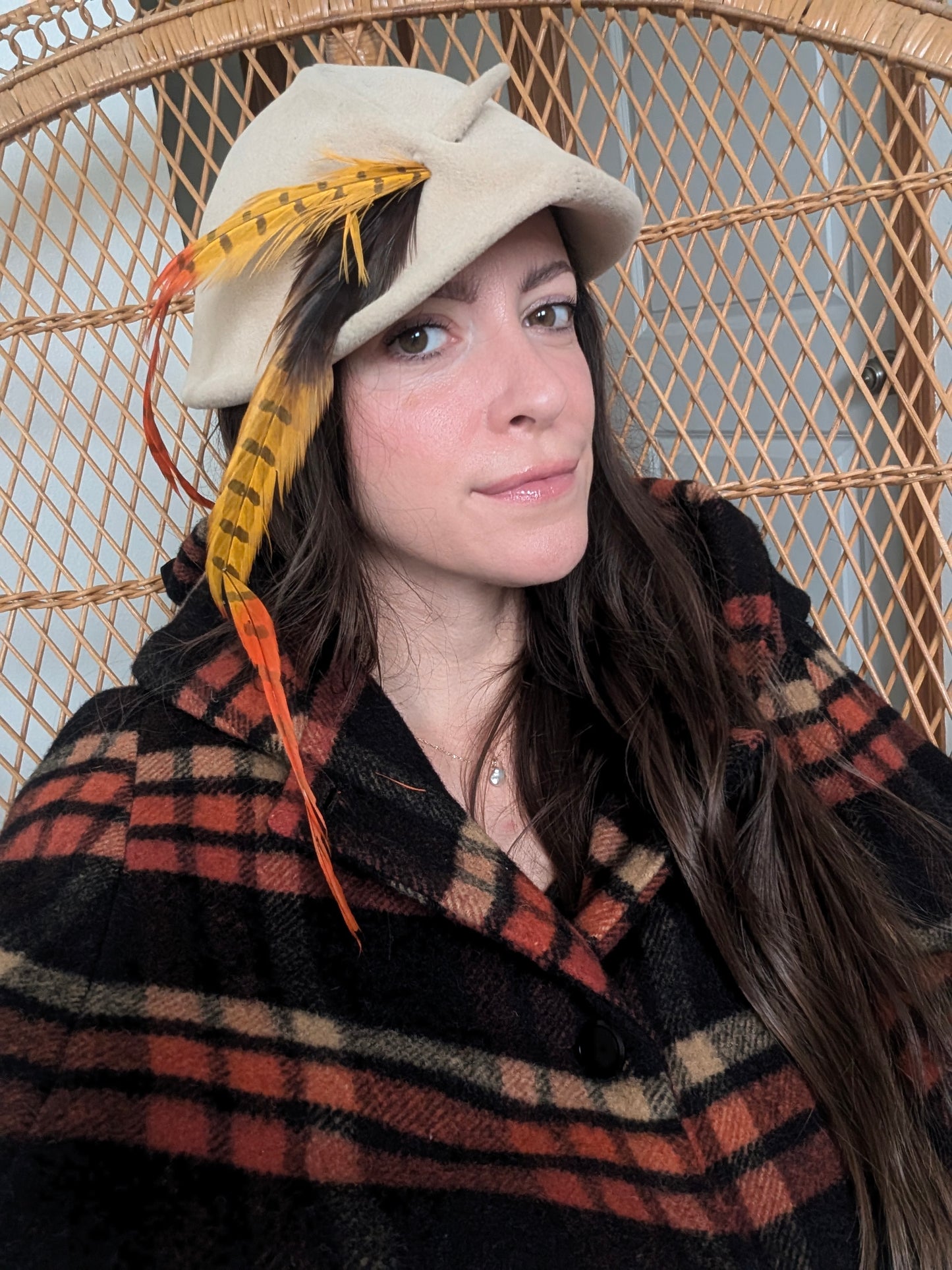 1940s teardrop feather hat