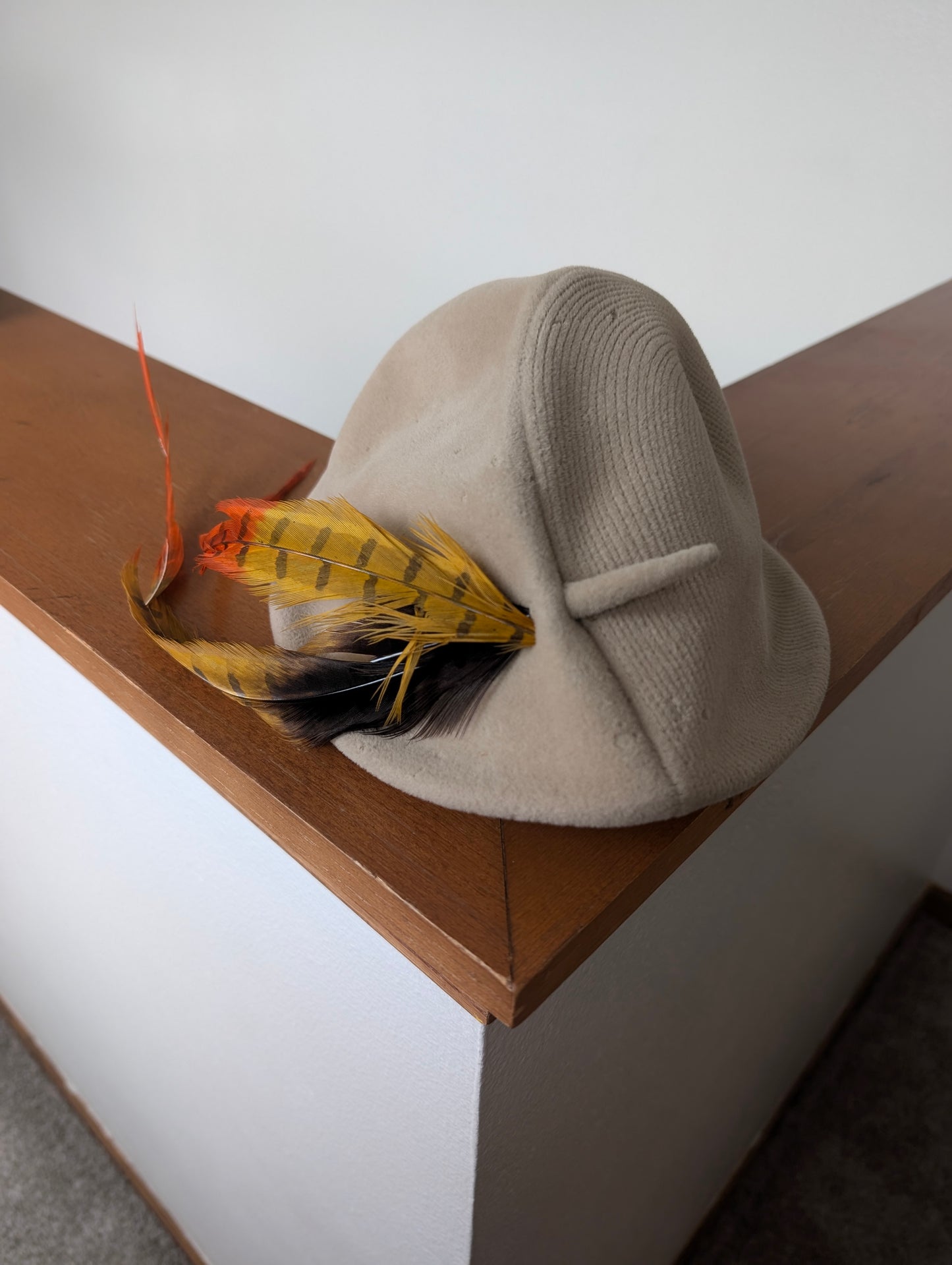 1940s teardrop feather hat