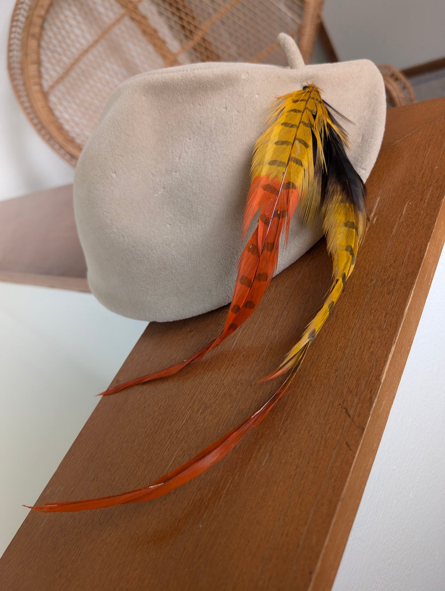 1940s teardrop feather hat