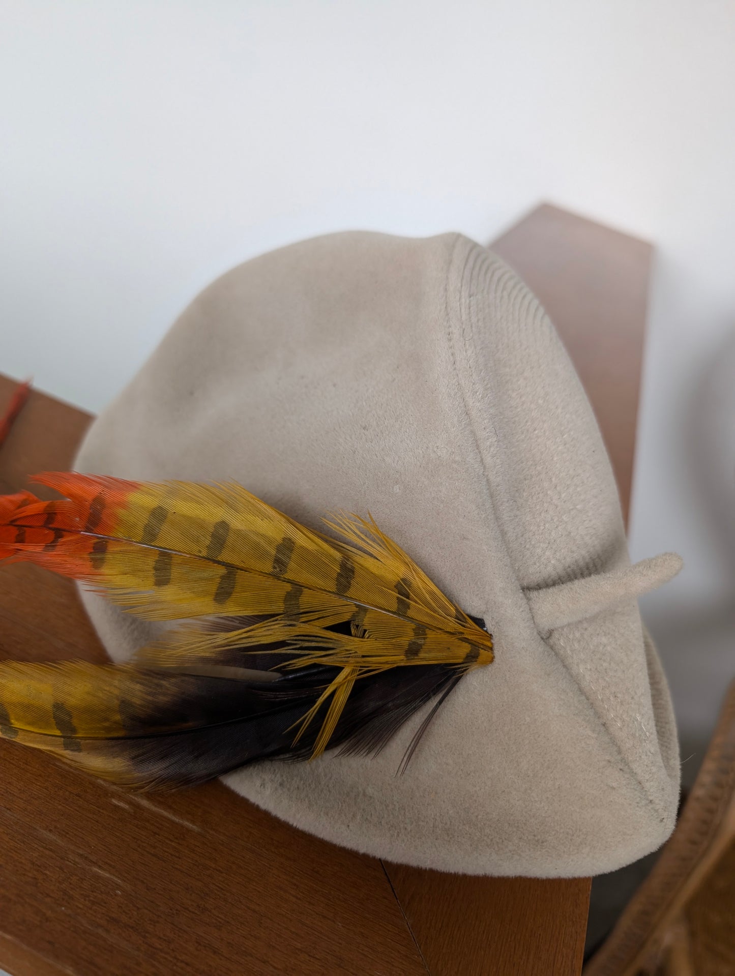 1940s teardrop feather hat