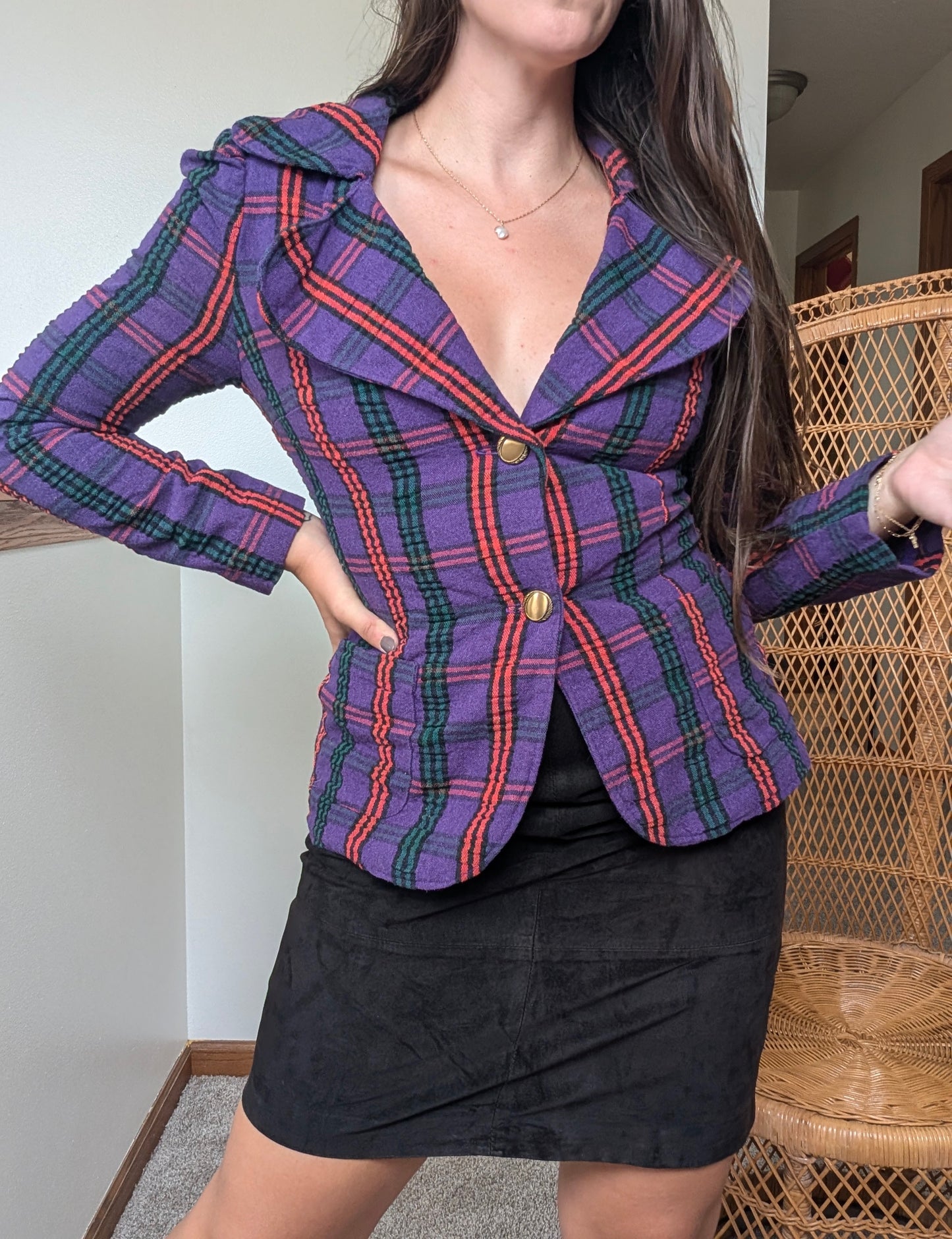 1980s plaid blazer