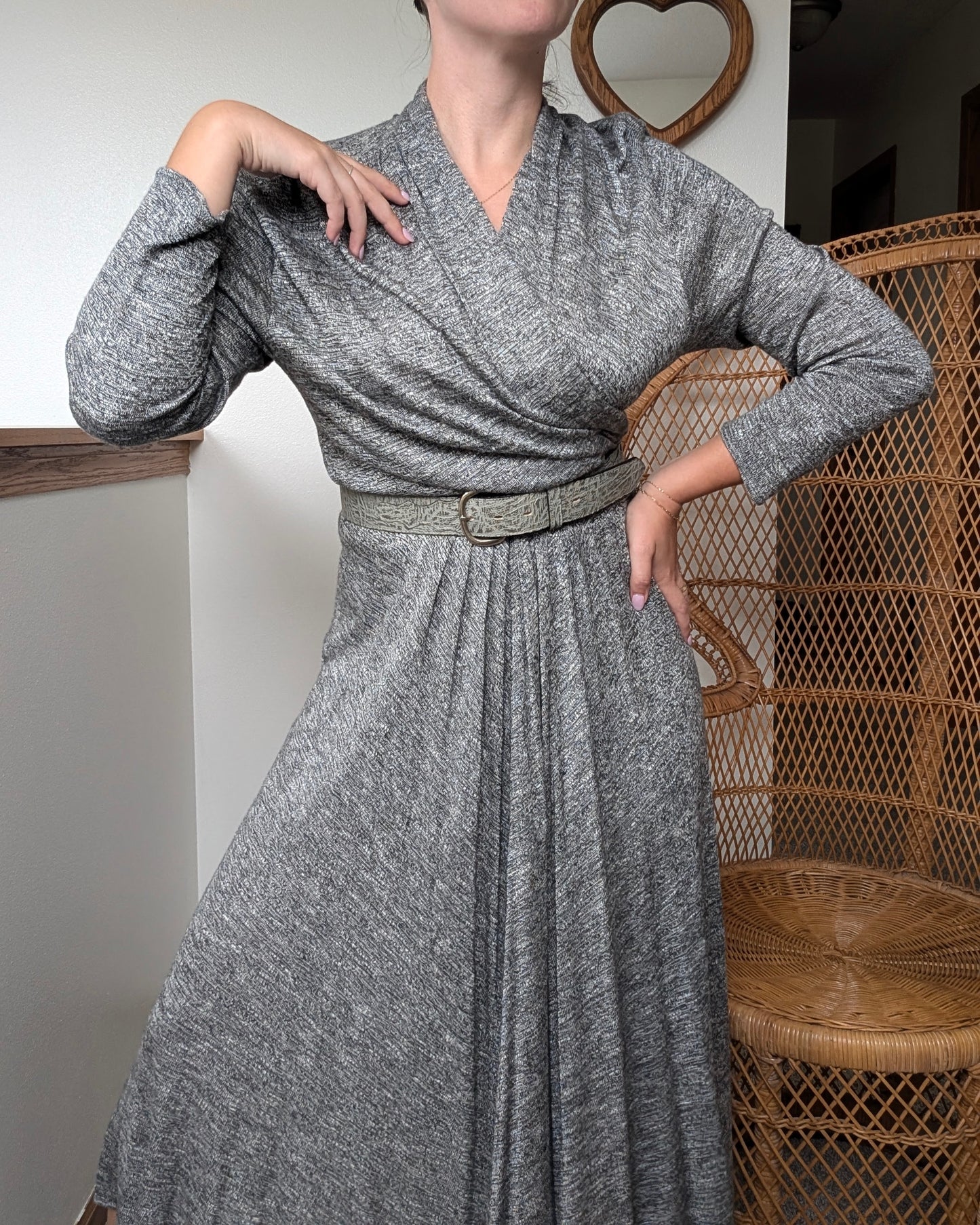 1980s rayon wrap dress