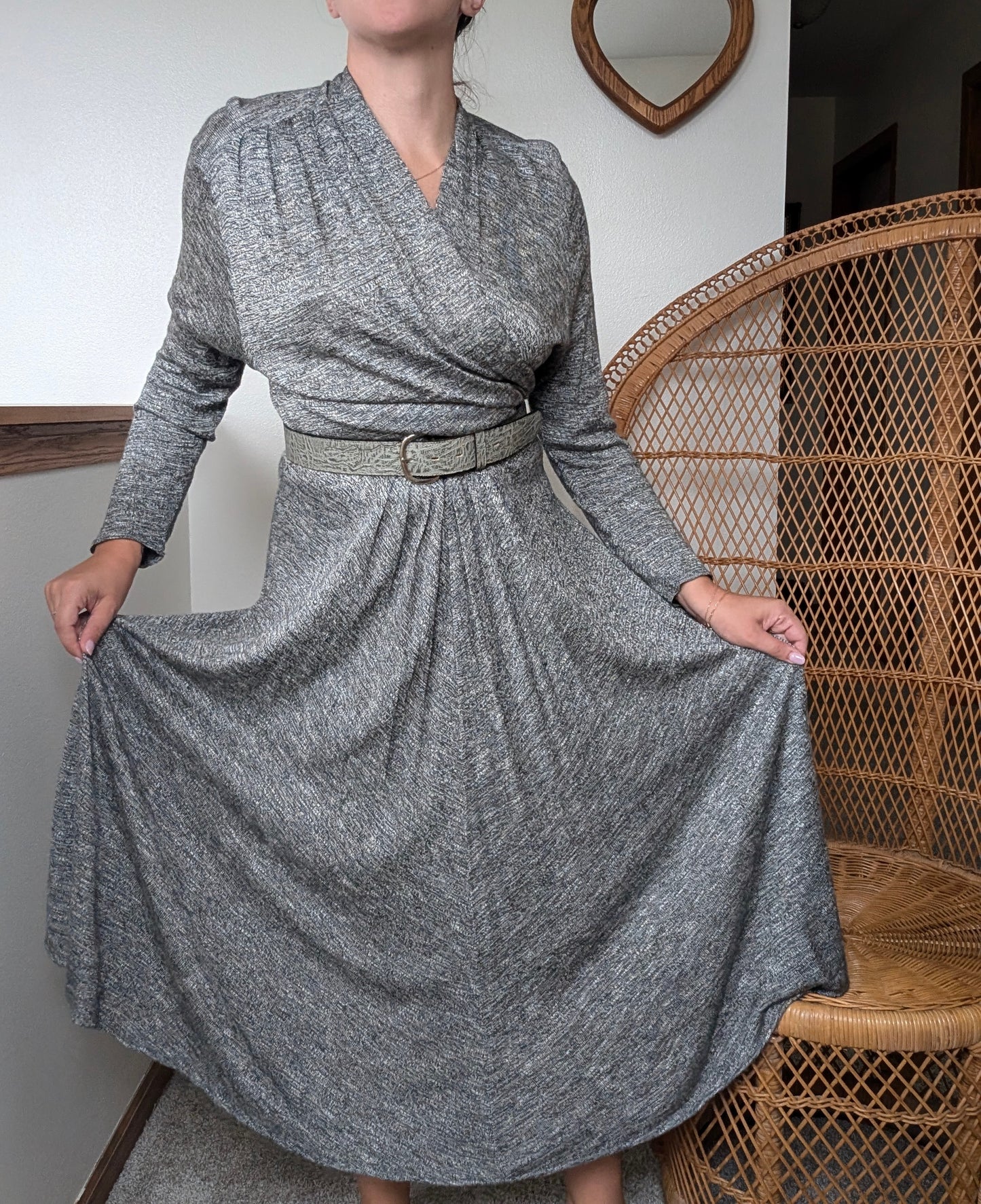 1980s rayon wrap dress