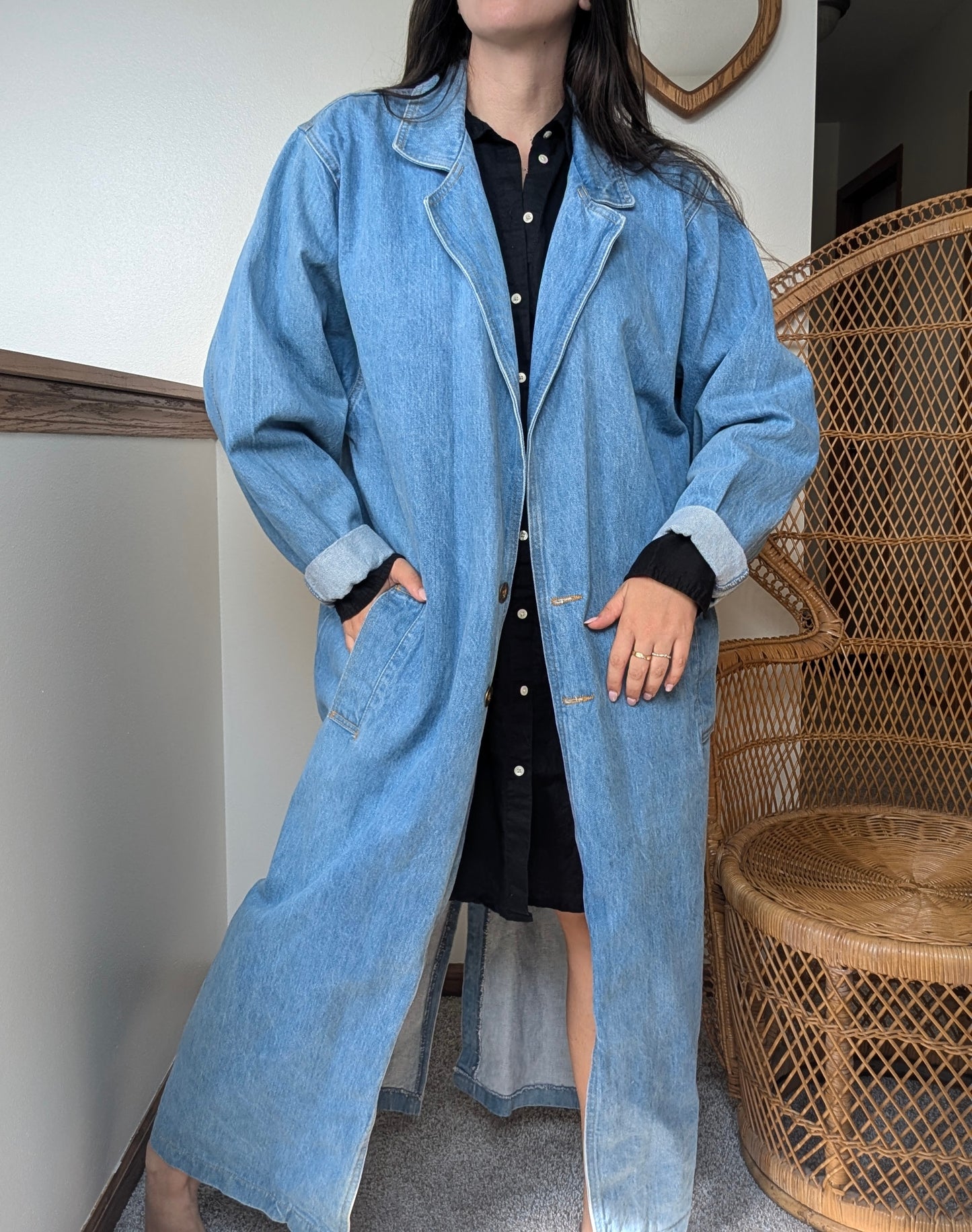 1980s denim trench