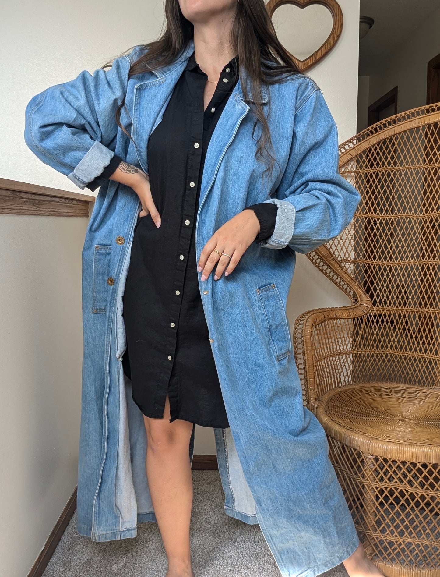 1980s denim trench